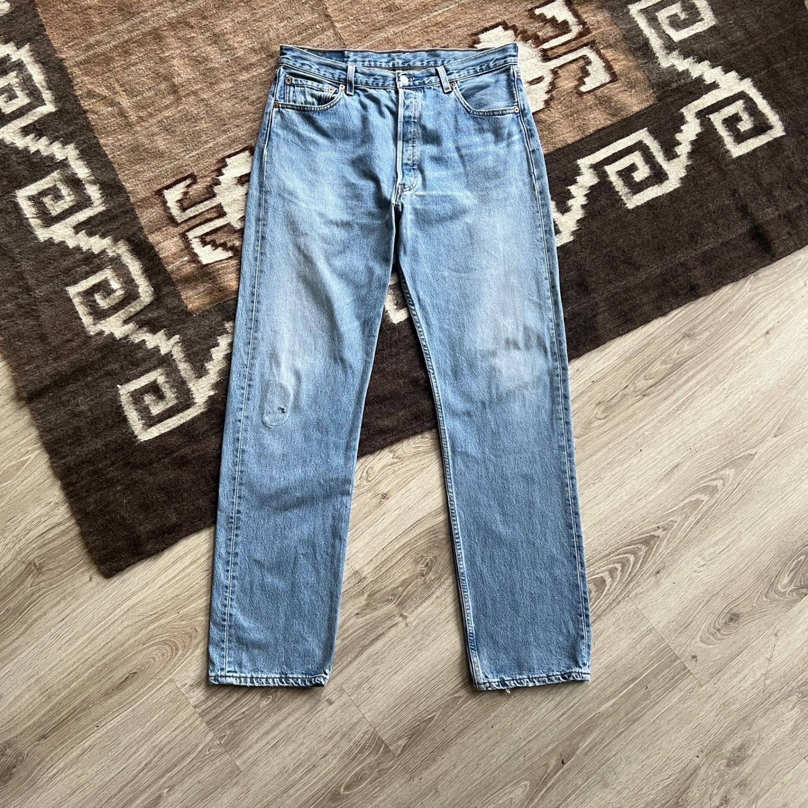 Levi's Levi’s 501 Vintage Button Fly USA Made Light Blue Jeans Size Size US 34 / EU 50 - 2 Thumbnail
