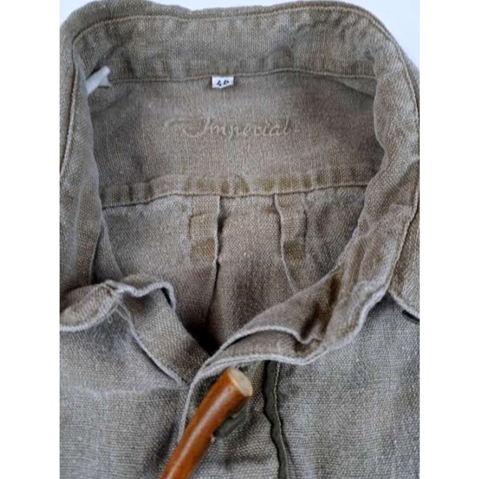 Imperial VINTAGE Imperial Safari Shirt Button-Up Canvas Cotton Long Sleeve Tan 43 Men Buffalo Bone Button All Seasons 28in 24in Chest Regular Size US XL / EU 56 / 4 - 3 Thumbnail