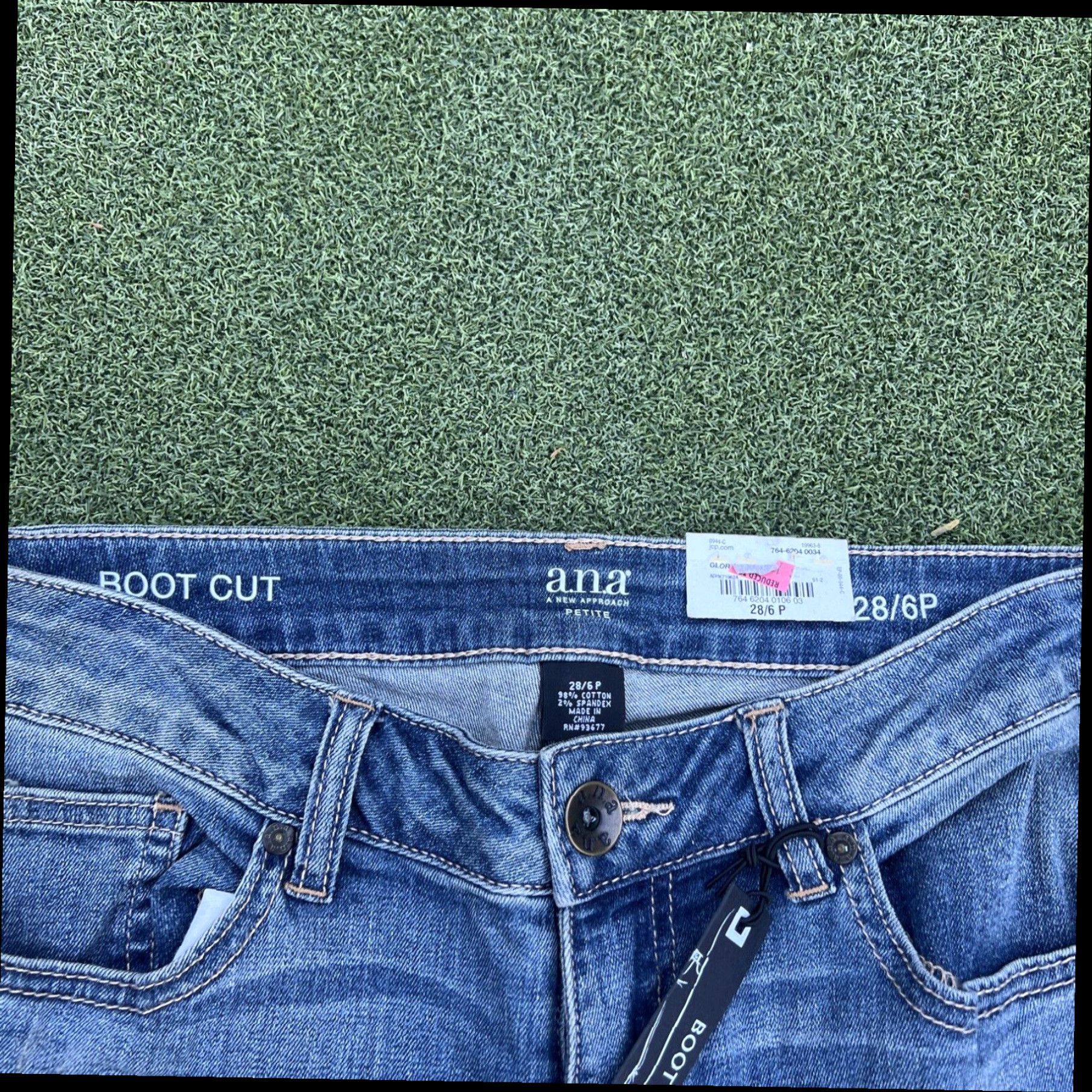 Vintage a.n.a. A New Approach Womens 28/6 petite Blue Bootcut Low Rise Denim Jeans New Size 29" - 7 Thumbnail