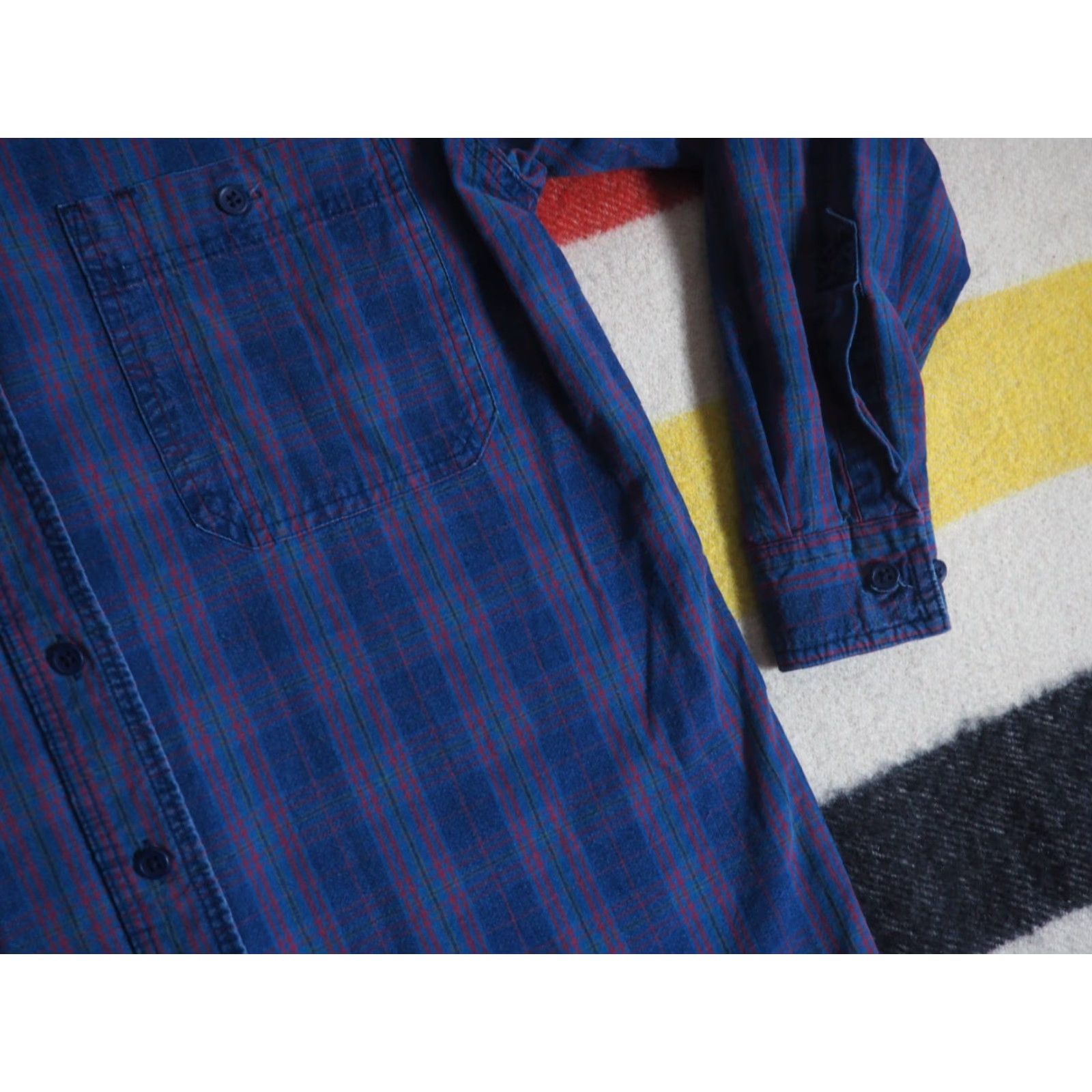 Lee VINTAGE Lee USA Made Blue Plaid Cotton Pocket Printed Flannel Shirt Mens S Size US S / EU 44-46 / 1 - 5 Thumbnail
