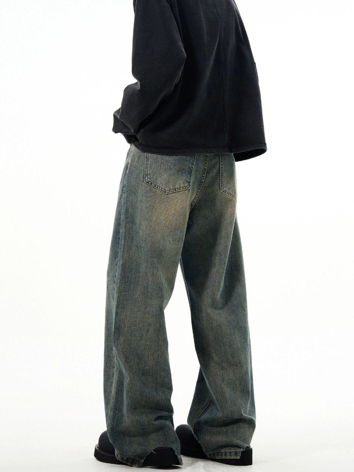 Vintage Men's cleanfit straight wide-leg vintage washed jeans Size US 32 / EU 48 - 4 Thumbnail