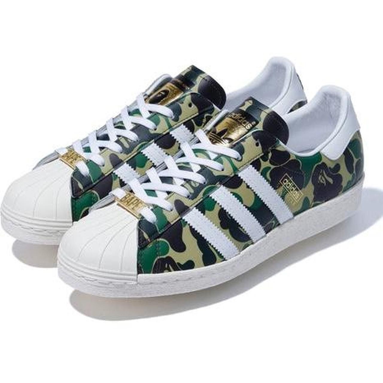 image of Nib Bape X Adidas Originals Superstar 80's Shoes in Green, Men's (Size 6.5)