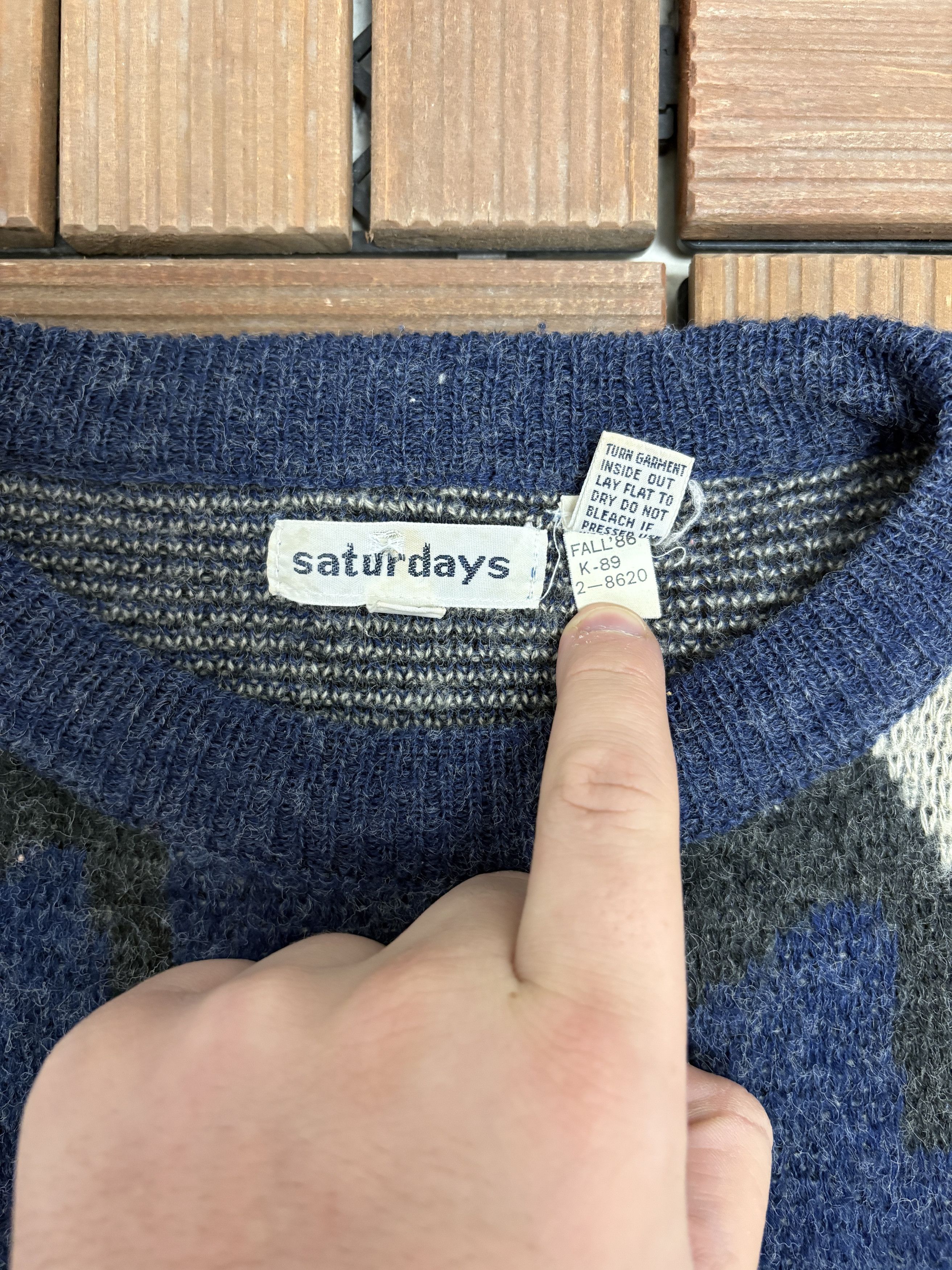 Vintage Saturdays Abstract Pattern Vintage Blue Knit Sweater Size US L / EU 52-54 / 3 - 6 Thumbnail