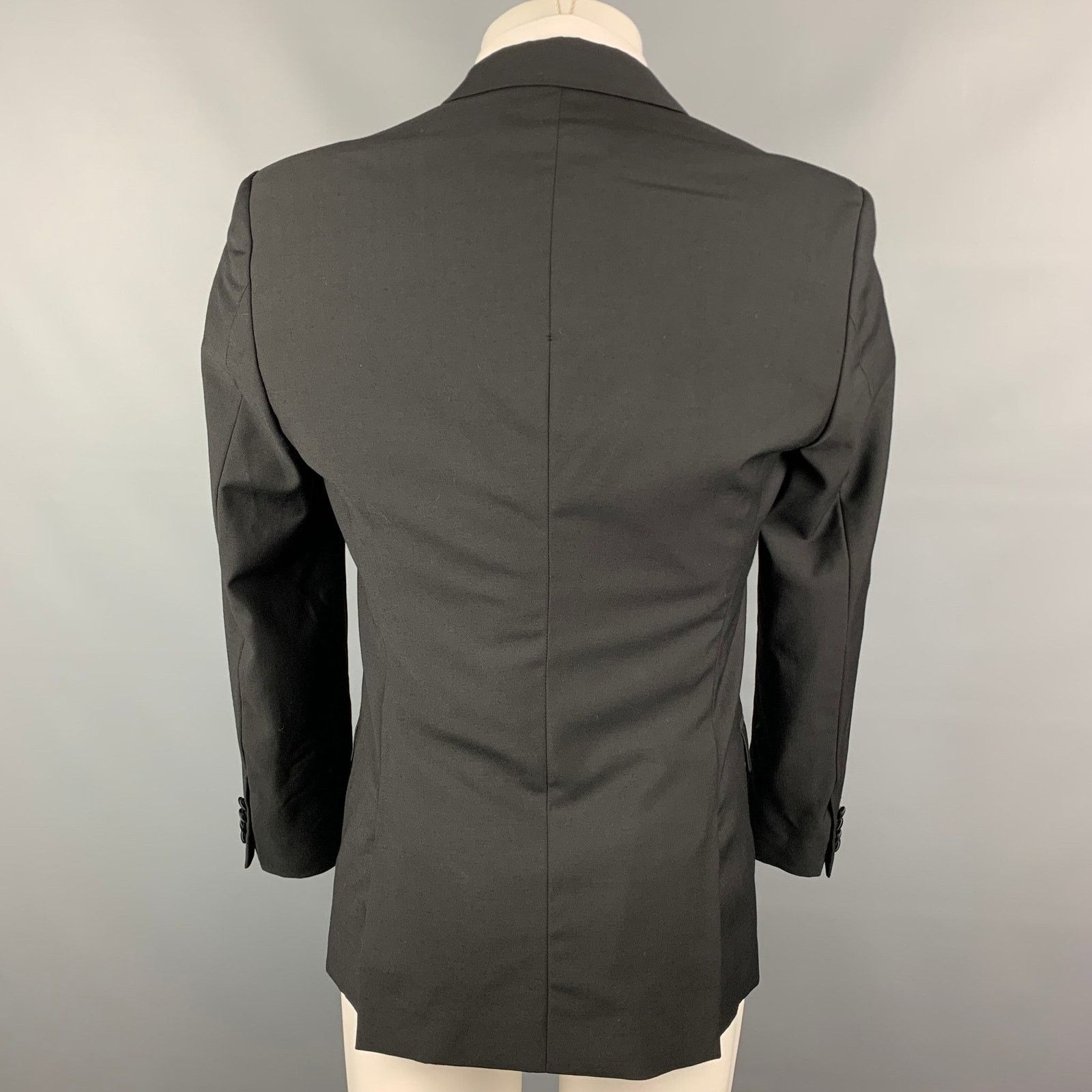 Calvin Klein Size 36 Black Wool Peak Lapel Tuxedo Sport Coat Size 36R - 4 Thumbnail