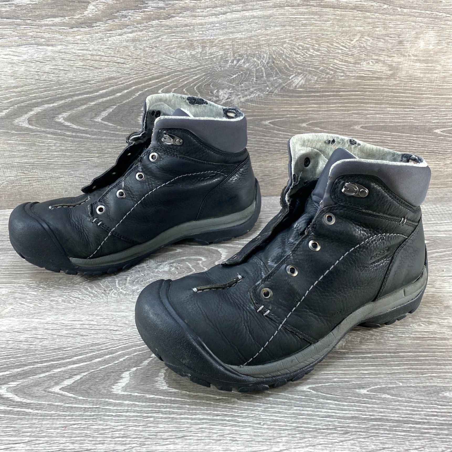 KEEN Keen Kaci Black Leather Winter Waterproof Mid Boot Lace Up 100 G Insulation 10.5 Boots Women Size US 8 / IT 38 - 7 Thumbnail