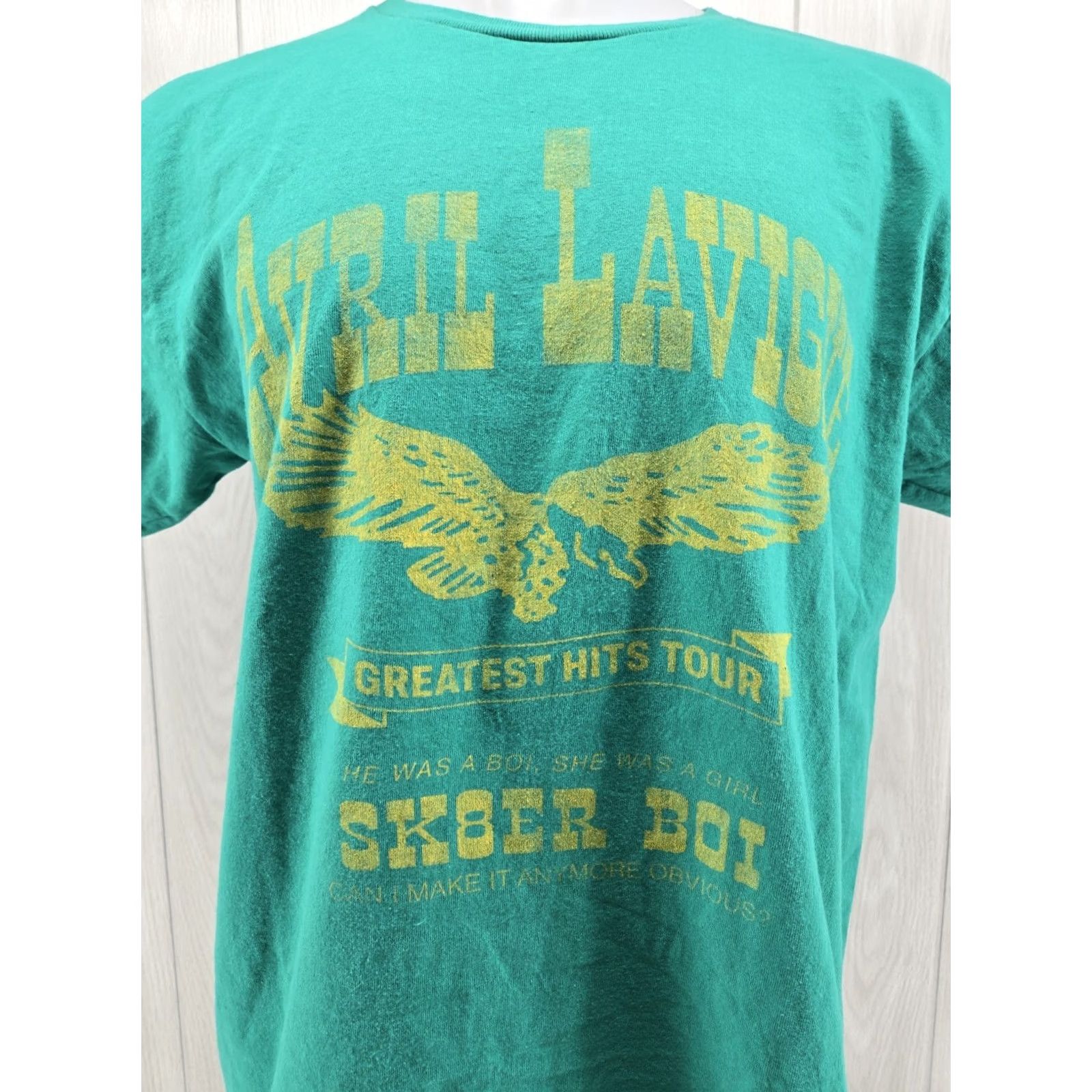 Vintage Avril Lavigne T-Shirt Sk8r Boi Green Size L Unisex Crew Neck Short Sleeve Band Tour Concert 2000s Size US L / EU 52-54 / 3 - 3 Thumbnail