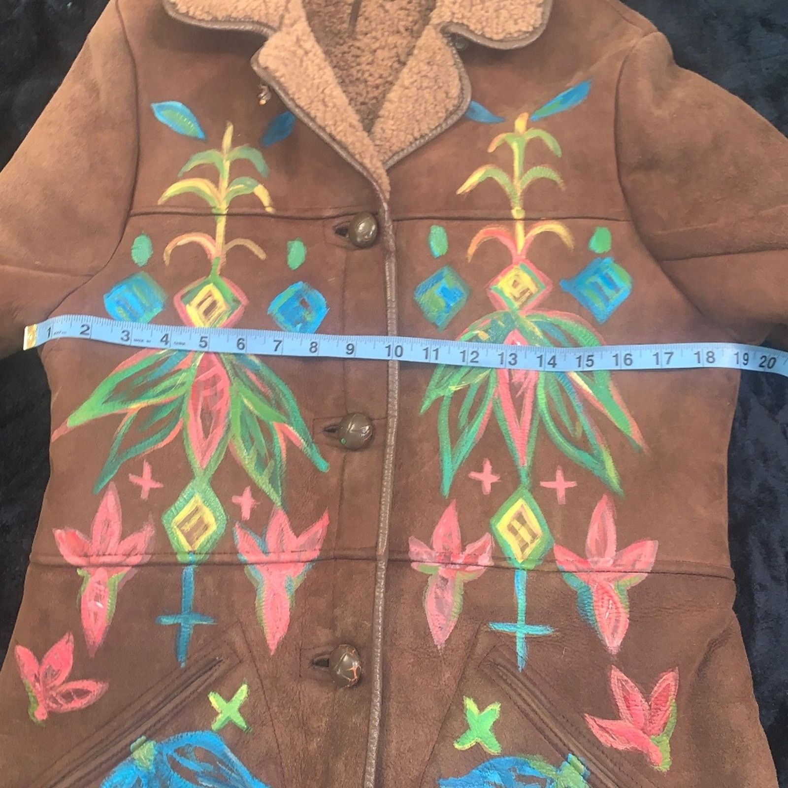 Other VINTAGE 80's HANDPAINTED SHEEPSKIN SHEARLING Jacket U.K. Size S / US 4 / IT 40 - 7 Thumbnail
