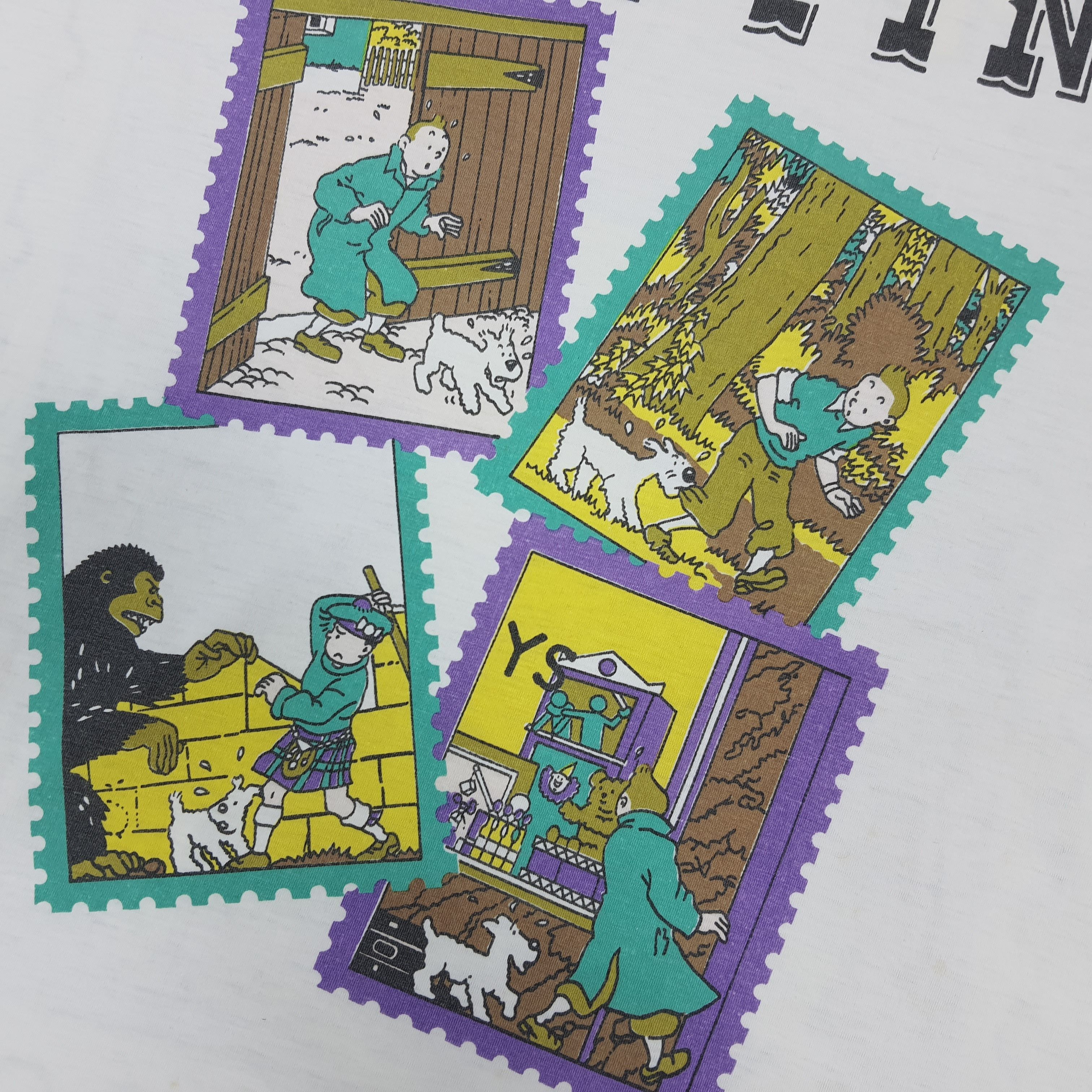 Vintage Vtg 90s Tintin Double Printed Single Stitch Tshirt C294N75 Size US XL / EU 56 / 4 - 3 Thumbnail