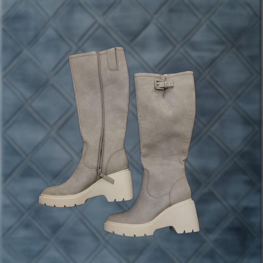 Vintage SOUL Naturalizer Boots Womens Knee High Wedge Platform Gray 6.5 M ZIP Buckle Slip Resistant Lined 36.5 Cache Size US 7 / IT 37 - 1 Thumbnail