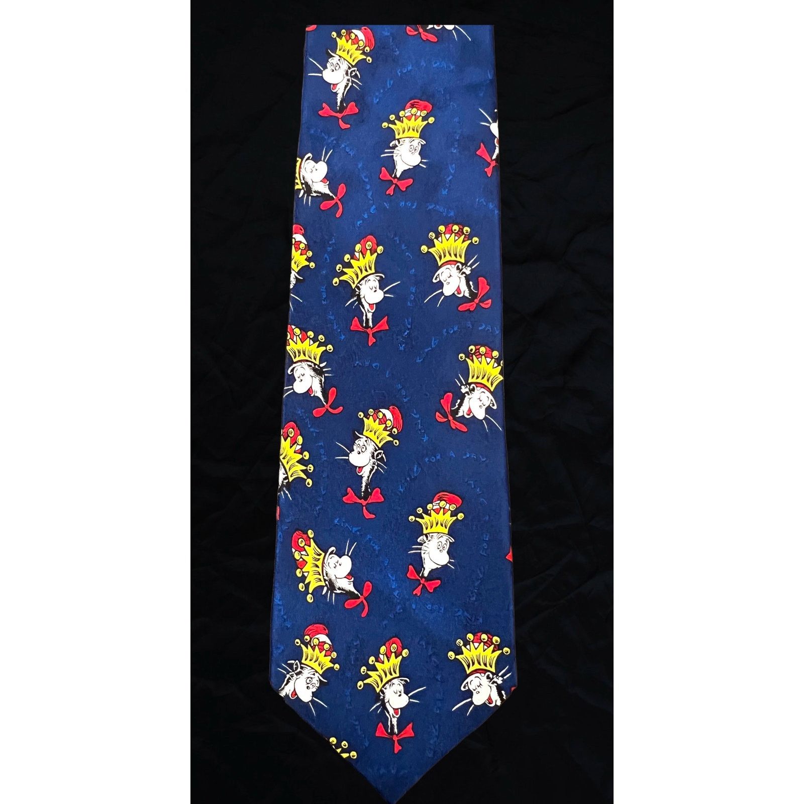 Vintage Dr Seuss Cat in the Hat Dark Blue Tie - 1994 Size ONE SIZE - 7 Thumbnail