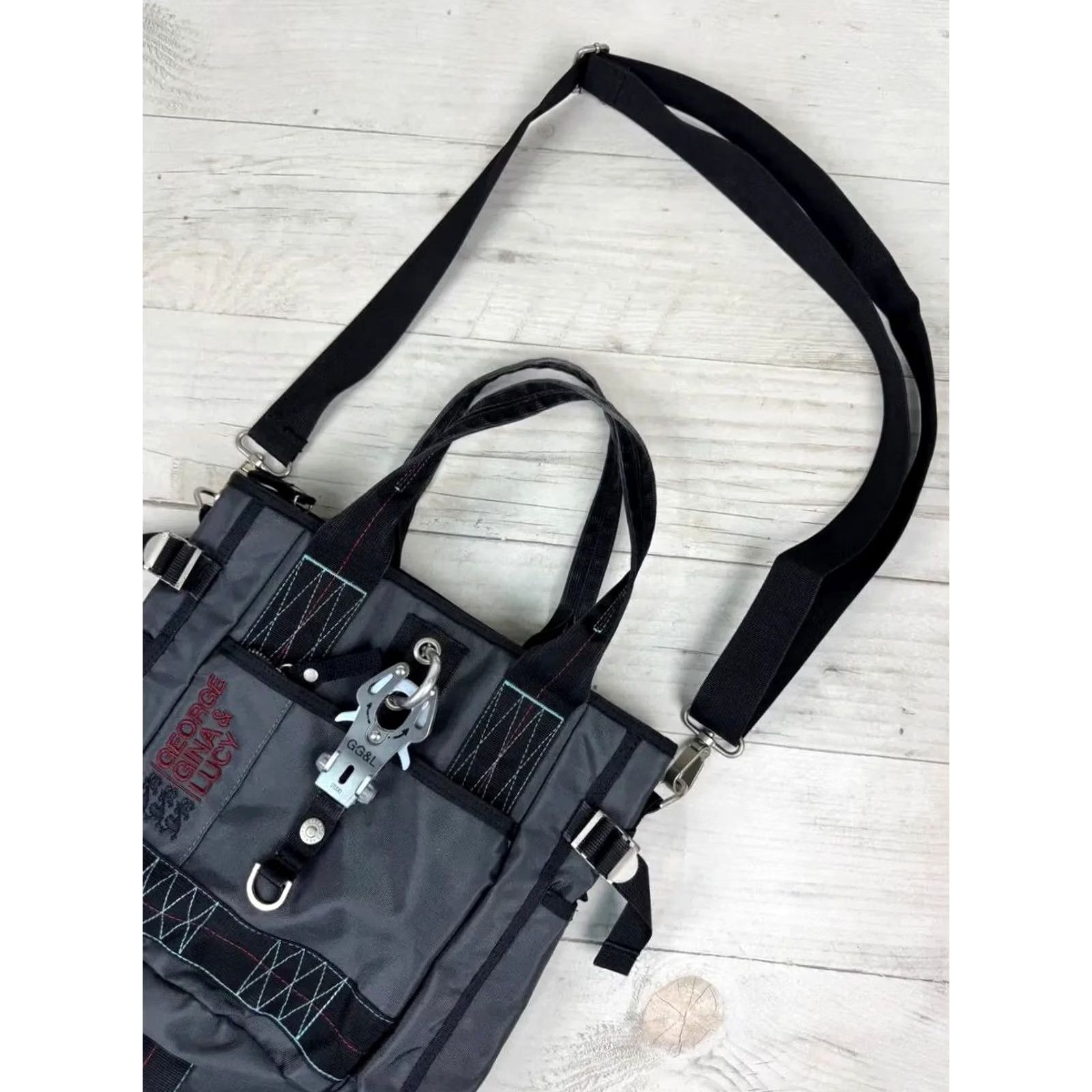 George Gina & Lucy VINTAGE George Gina & Lucy Shoulder Bag Little Sushi GGL Gray Double Handles Zip Pockets Size ONE SIZE - 2 Thumbnail