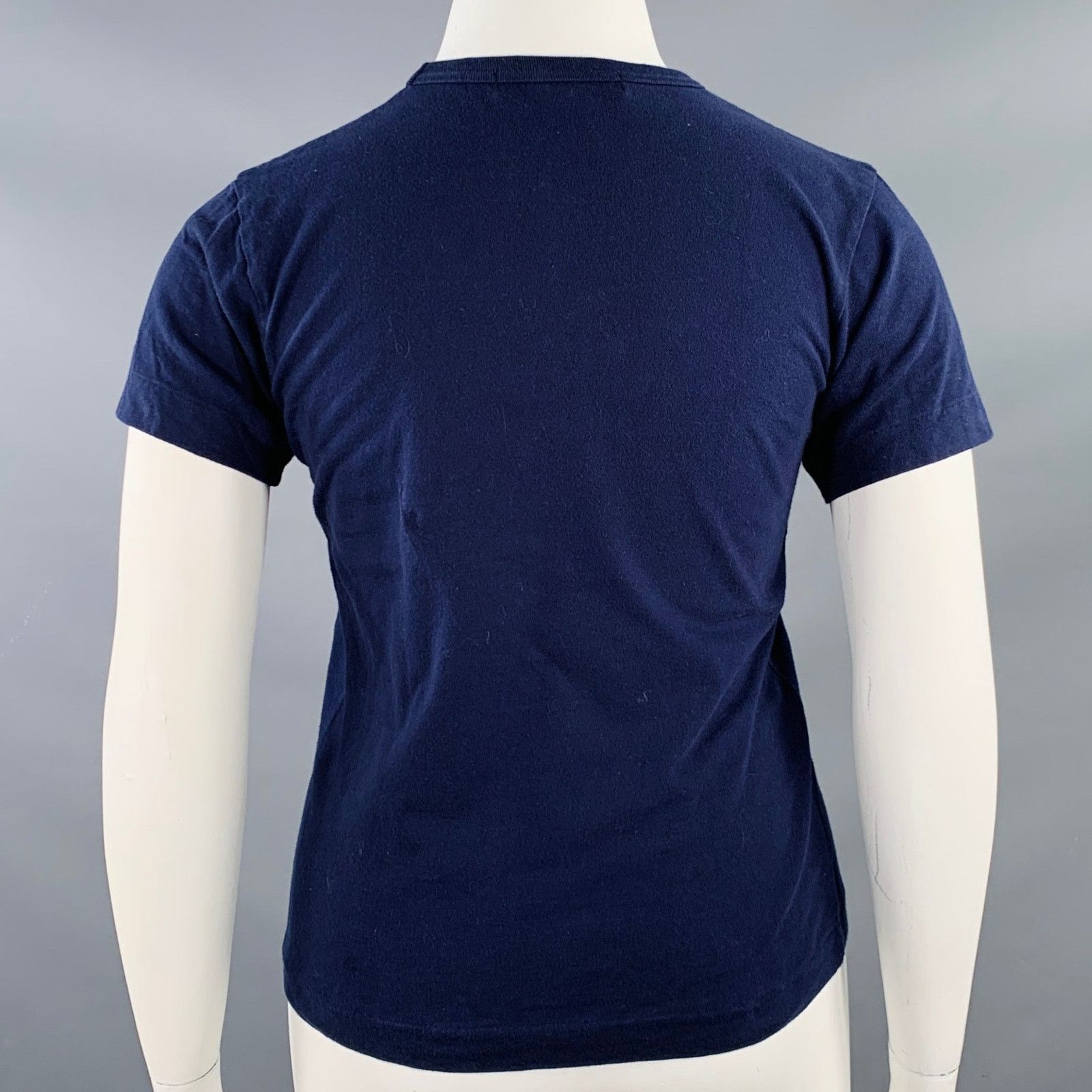 PLAY Size L Navy Red Jersey Applique T-Shirt