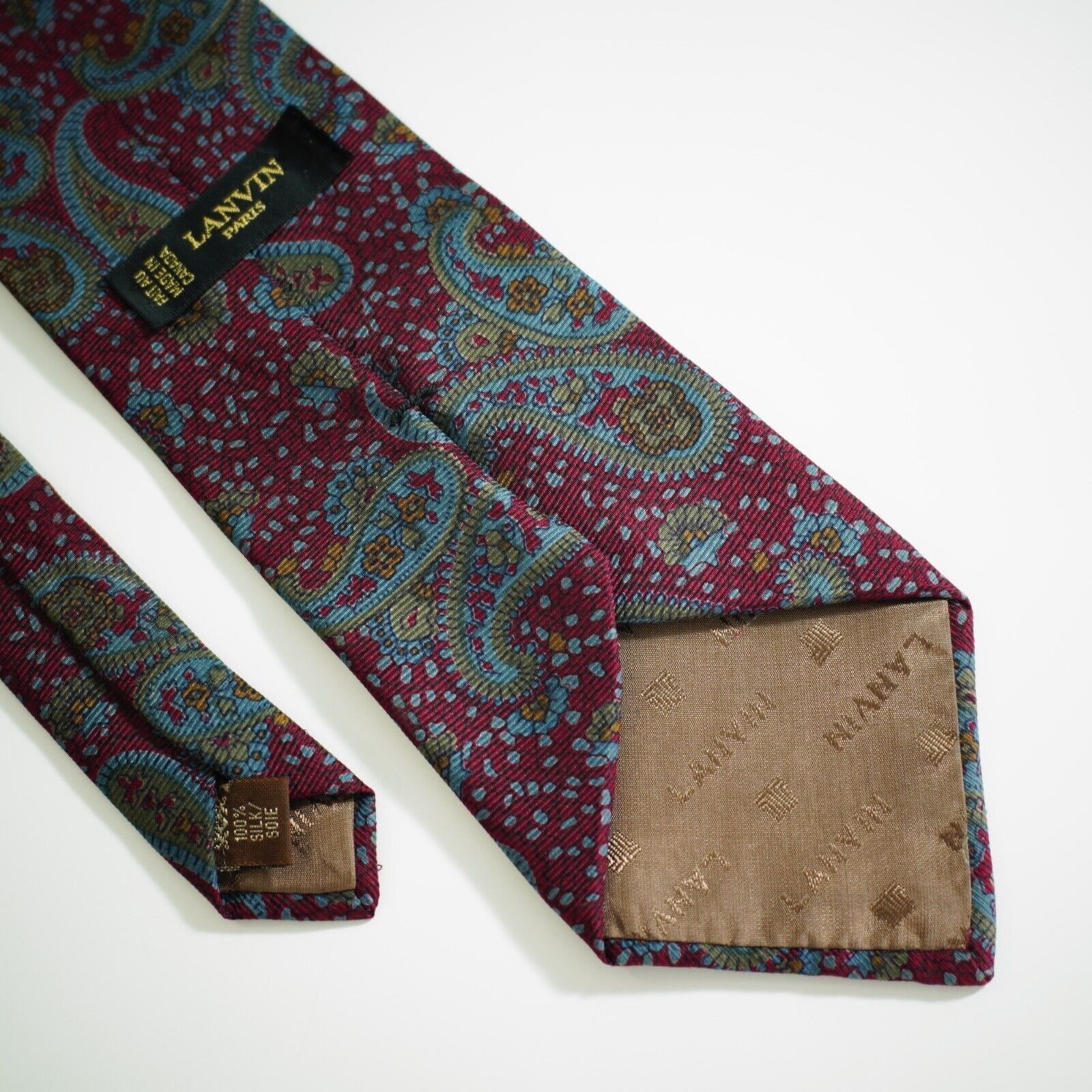 Lanvin Lanvin Paris Red Green Blue Paisley Print Silk Tie Size ONE SIZE - 5 Thumbnail