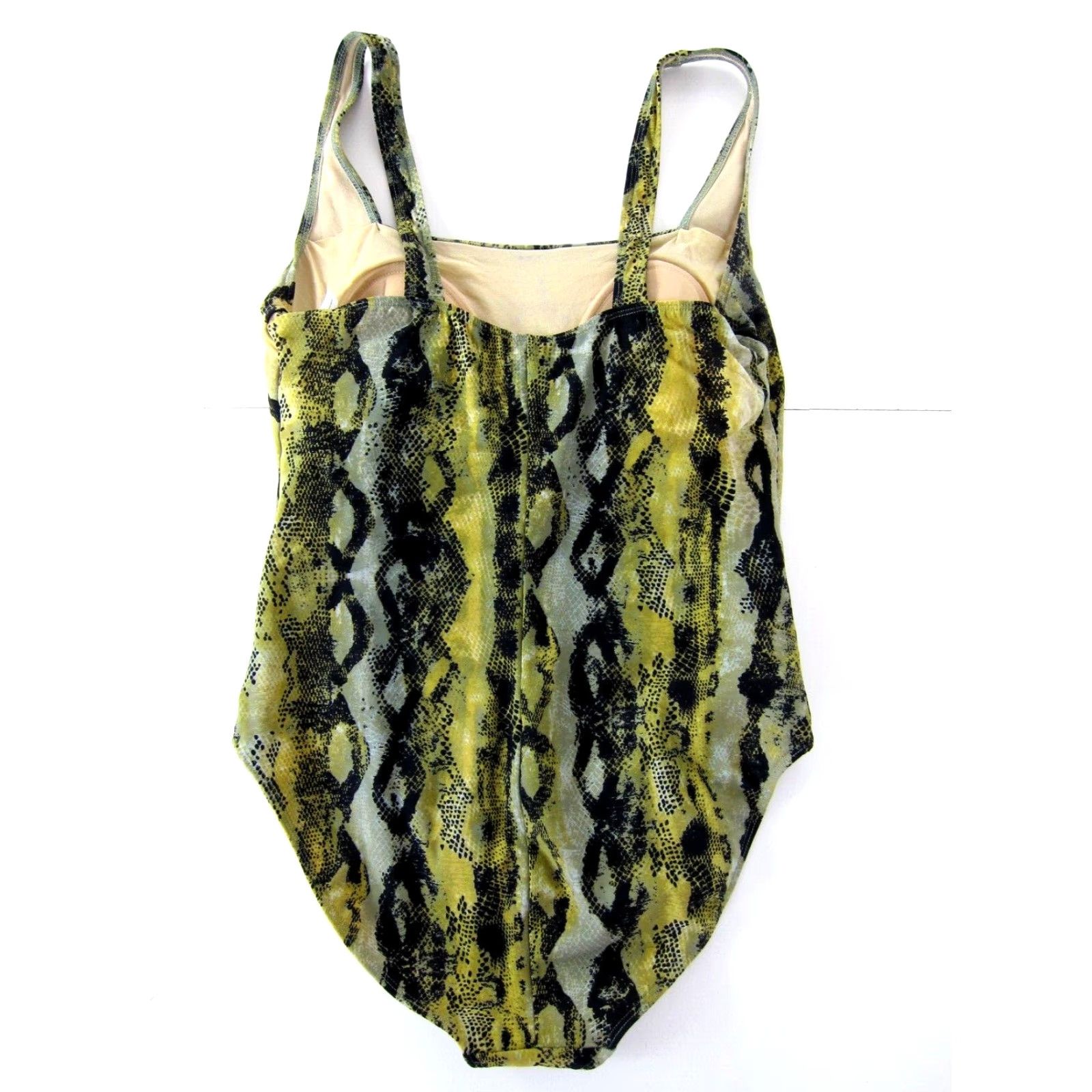 Vintage VINTAGE Shape FX Green Yellow Snake Built In Bra Slimming One Piece Swimsuit 16 Size ONE SIZE - 2 Thumbnail