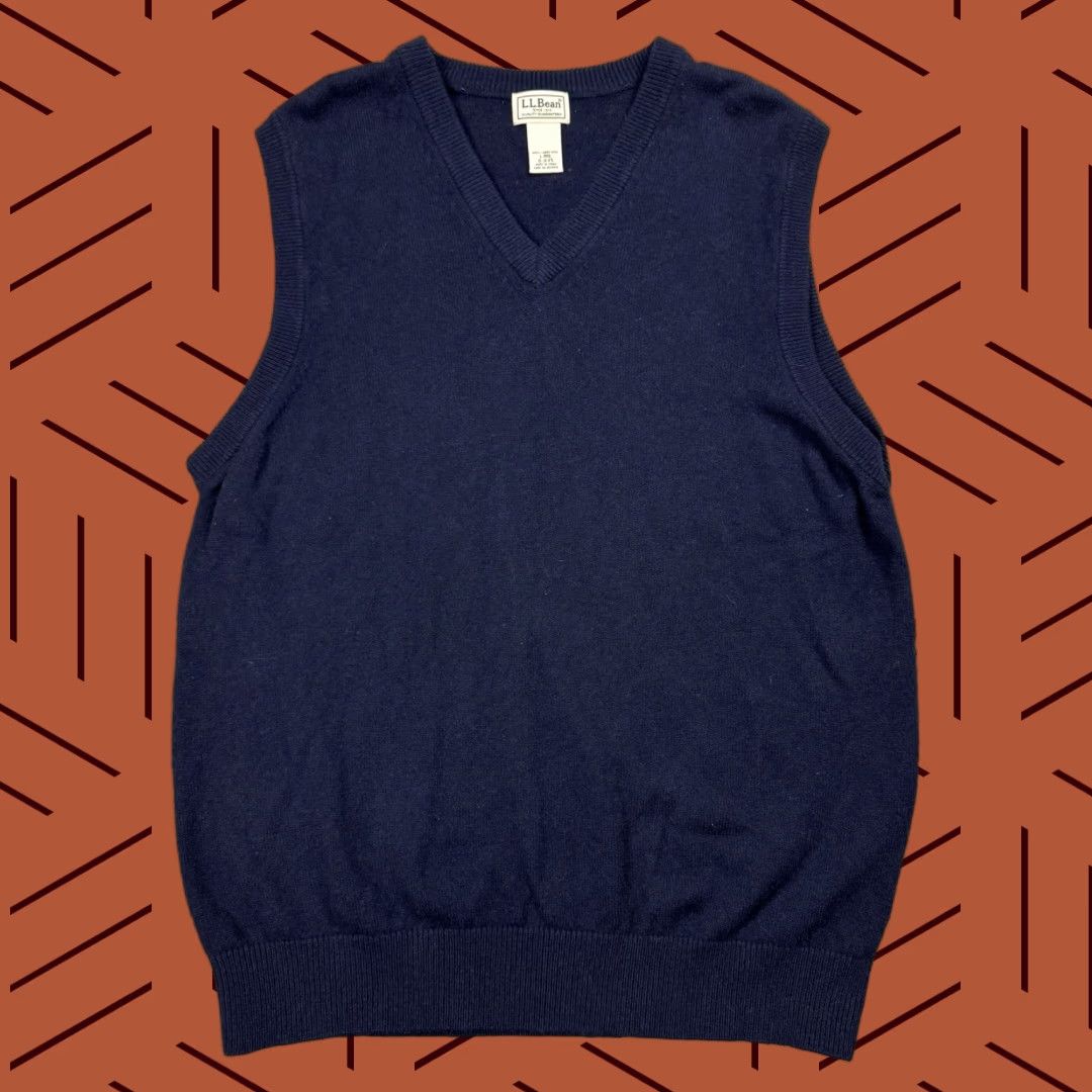 Vintage VINTAGE L.L. BEAN 100% LAMBSWOOL PULLOVER VEST MENS L NAVY BLUE SOLID PREPPY 90s Size US L / EU 52-54 / 3 - 1 Thumbnail