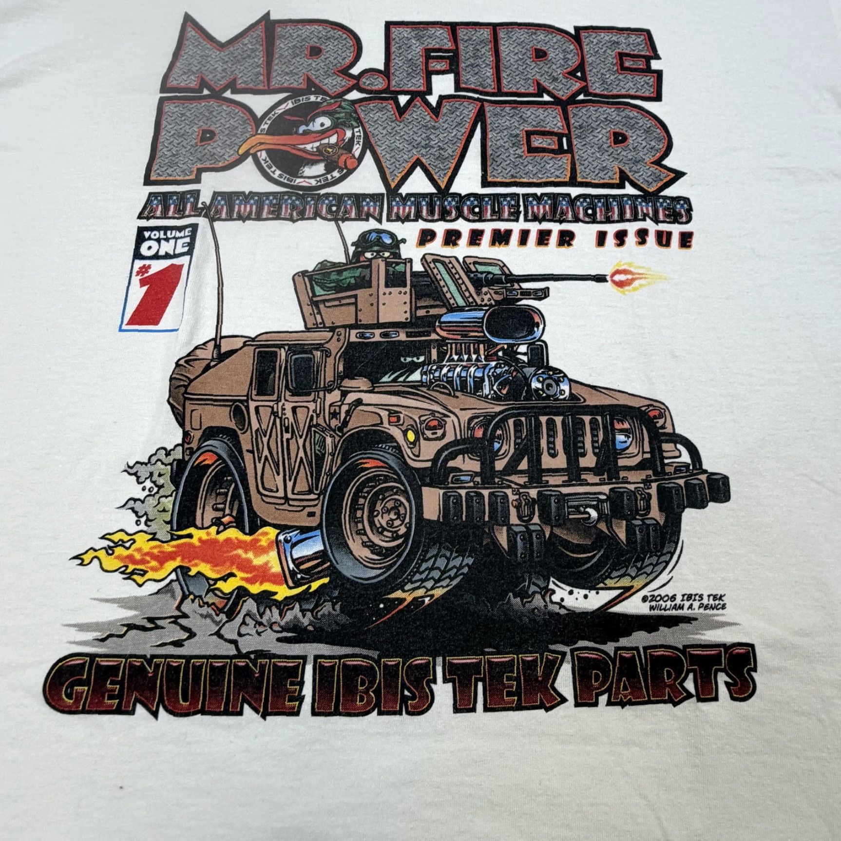 Gildan Mr Fire Power Shirt Mens XL White 2006 Ibis Tek Humvee Military Graphic Tee Size US XL / EU 56 / 4 - 6 Thumbnail