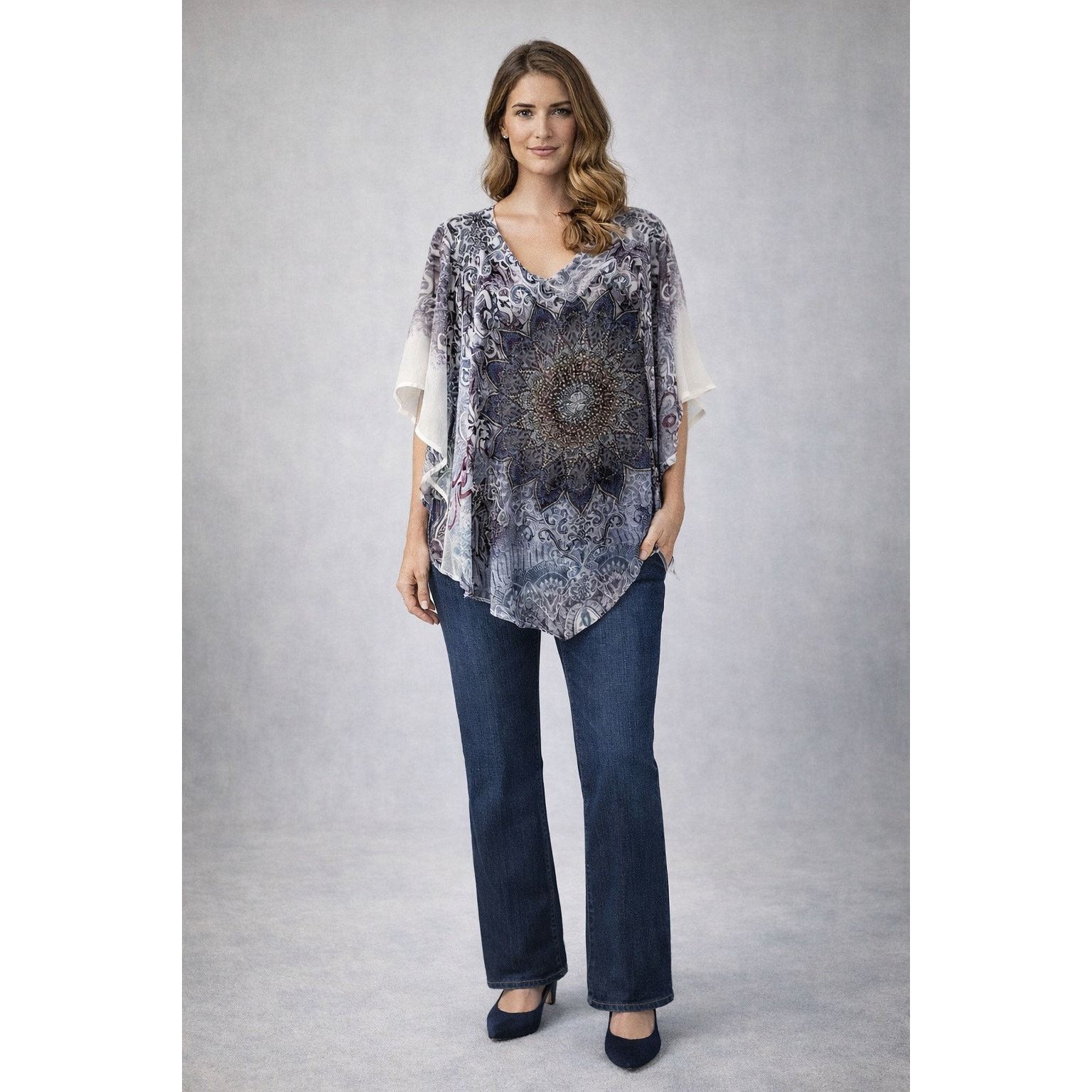 Other Westport Mandala Print Top Women Rhinestone Sleeve XL - A024 Size XL / US 12-14 / IT 48-50 - 1 Thumbnail