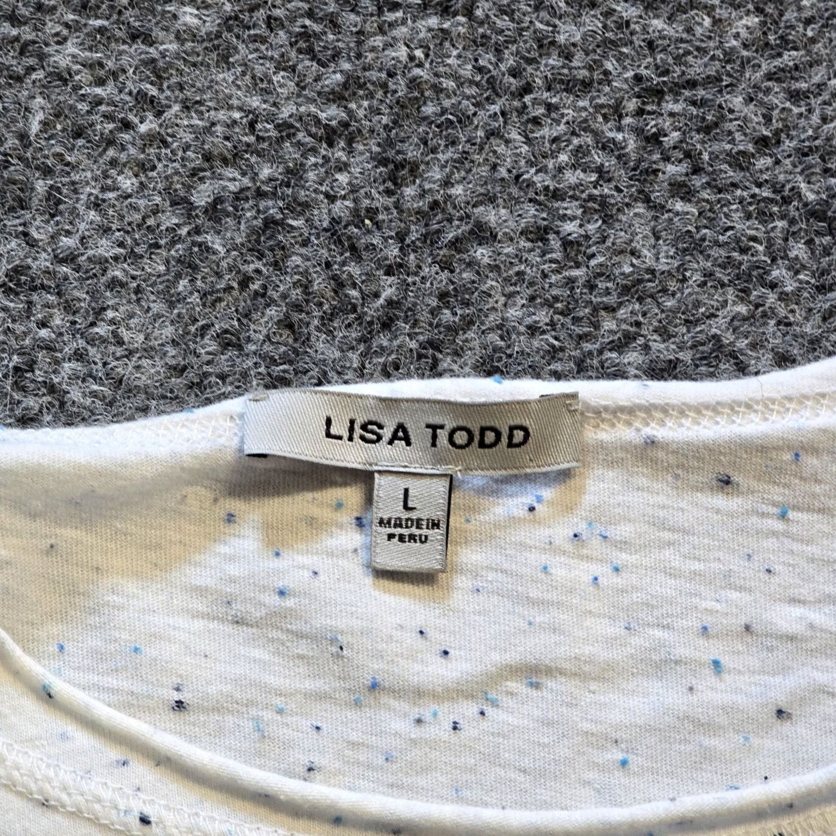 Vintage Lisa Todd Top Womens Size Large White Speckled Hearts Long Sleeve Casual Basic Size L / US 10 / IT 46 - 3 Thumbnail