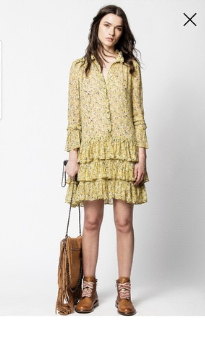 Designer × Vintage × Zadig & Voltaire Zadig Voltaire silk Dress Yellow. Size M / US 6-8 / IT 42-44 - 8 Thumbnail