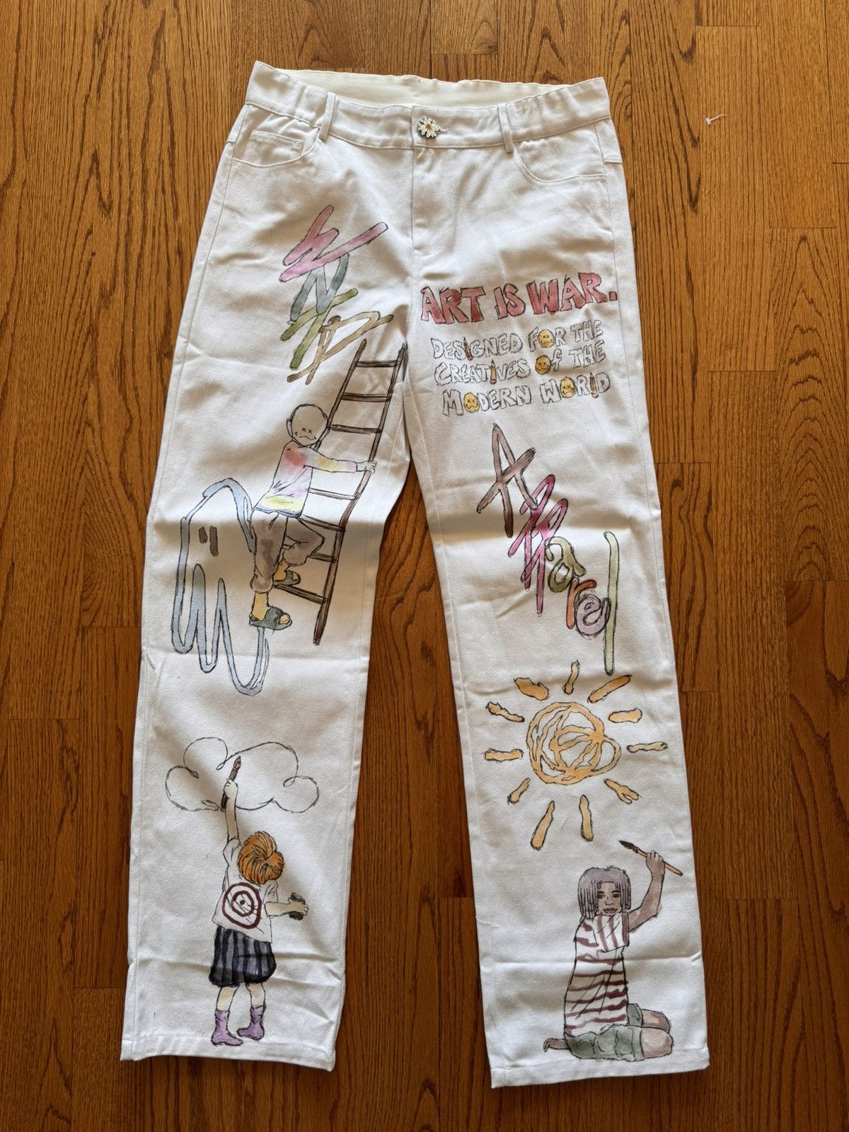 image of Vintage Wntd Art Is War Pants in White, Men's (Size 34)