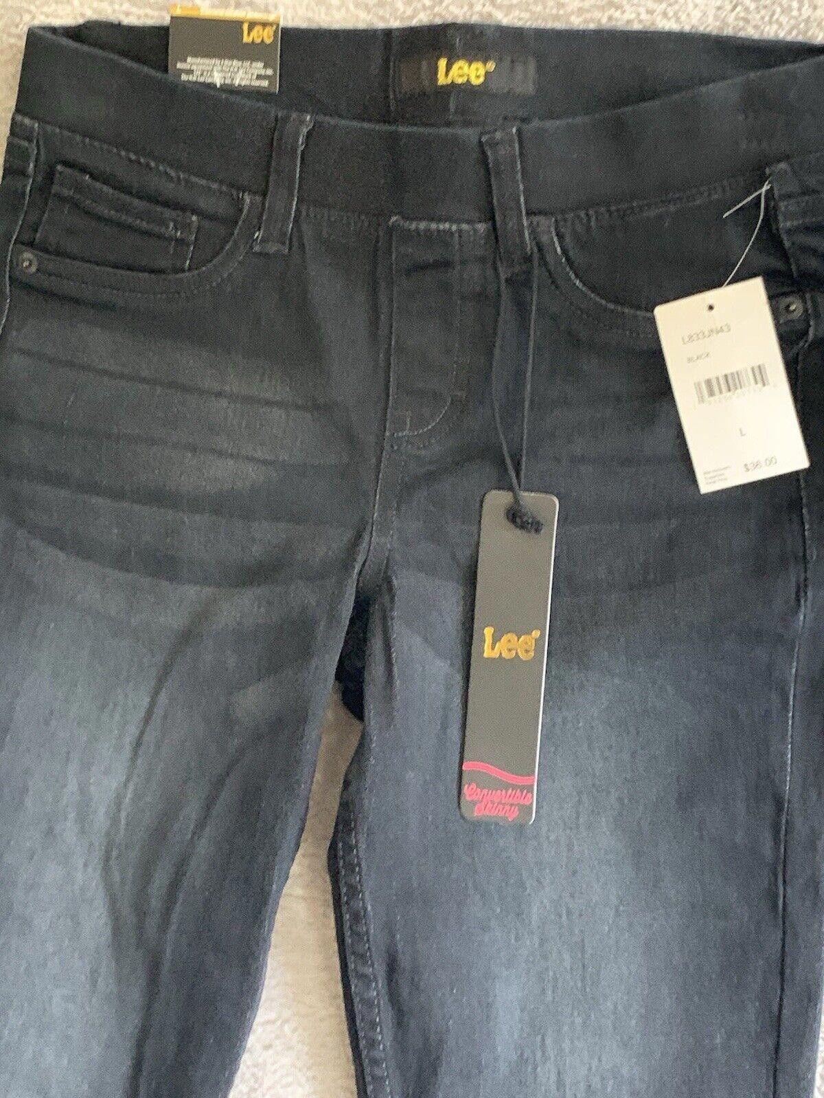Lee NWT Lee Black Straight Leg Jeans Sz L Super Stretch Pull On Size 36" / US 14 / IT 50 - 3 Thumbnail