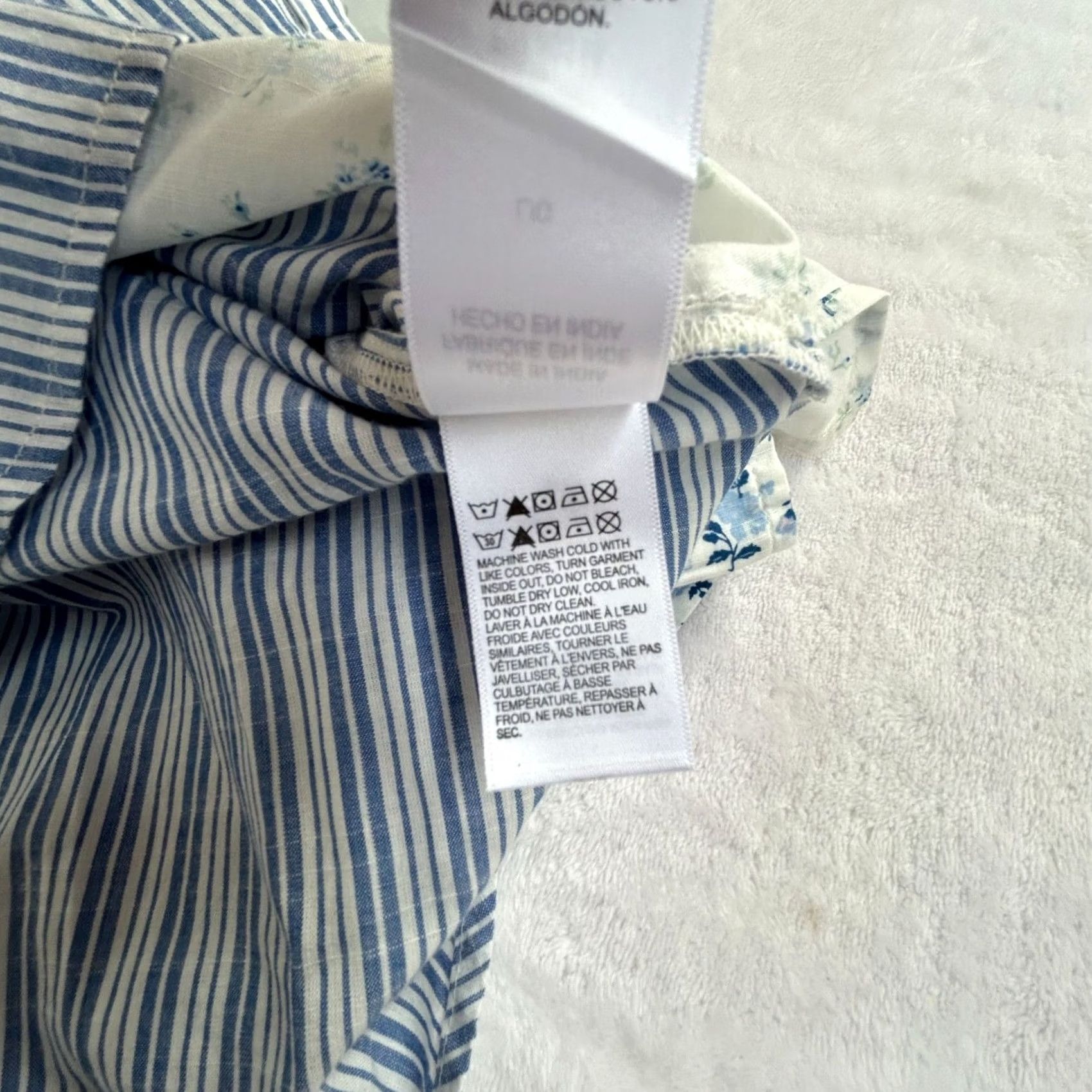 Laura Ashley Laura Ashley X Lucky Brand Striped Floral Patchwork Button-Up Shirt Large Blue Shirt Womens L Blue Striped Floral Patchwork Button-Down Normals 10+ Size L / US 10 / IT 46 - 5 Thumbnail