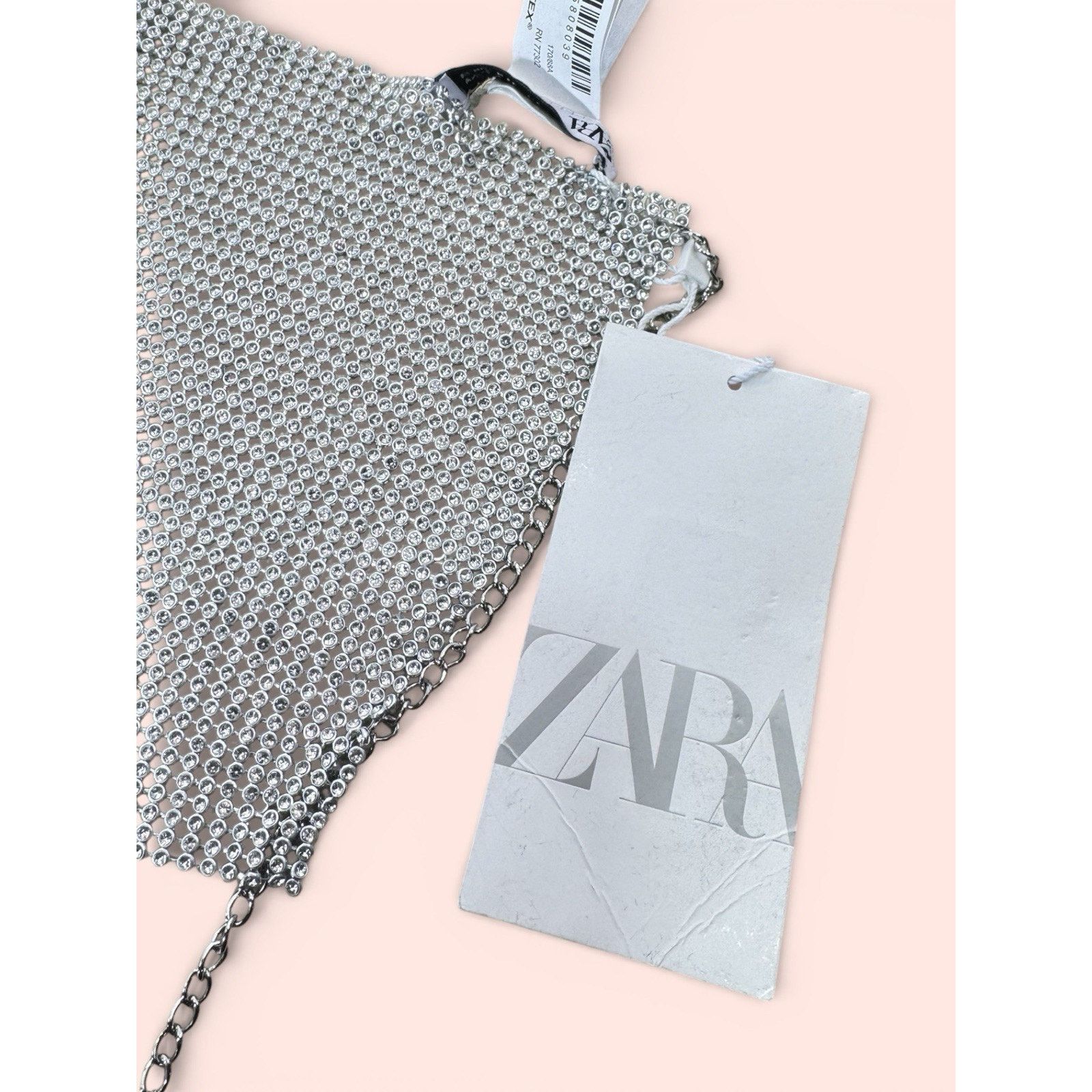 Zara ZARA WOMAN NEW CROP TOP RHINESTONES SILVER OPEN BACK SIZE M Size M / US 6-8 / IT 42-44 - 5 Thumbnail