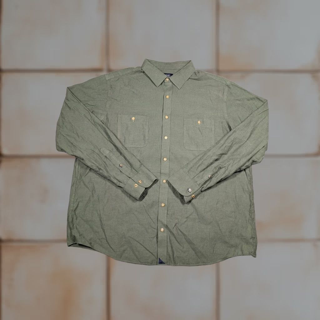 UNTUCKit UNTUCKit Mens 2XLT Green Herringbone Twill Long Sleeve Button Up Casual Shirt Size US XXL / EU 58 / 5 - 1 Thumbnail