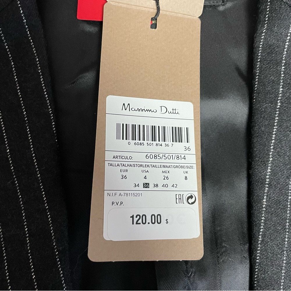 Massimo Dutti NWT New Massimo Dutti Wool Pinstripe Black Blazer Size 4 Size S / US 4 / IT 40 - 6 Thumbnail
