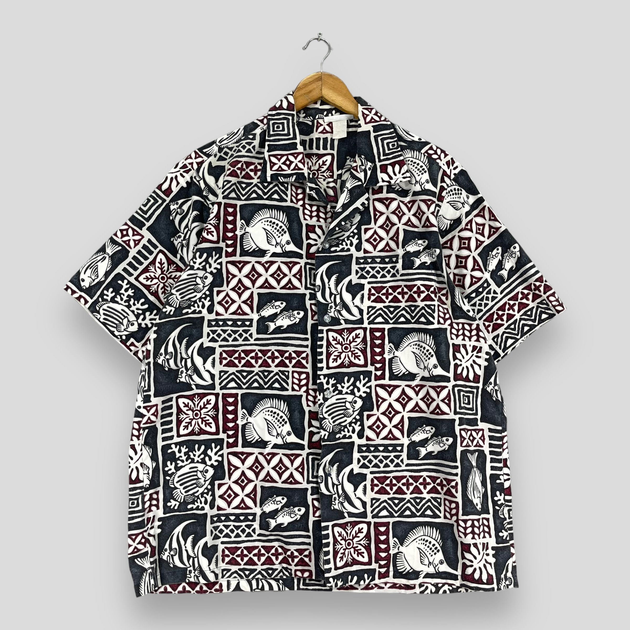 Vintage Vintage Hawaiian Abstract Tribal Tattoo Fish Pattern Shirt Size US XL / EU 56 / 4 - 1 Thumbnail