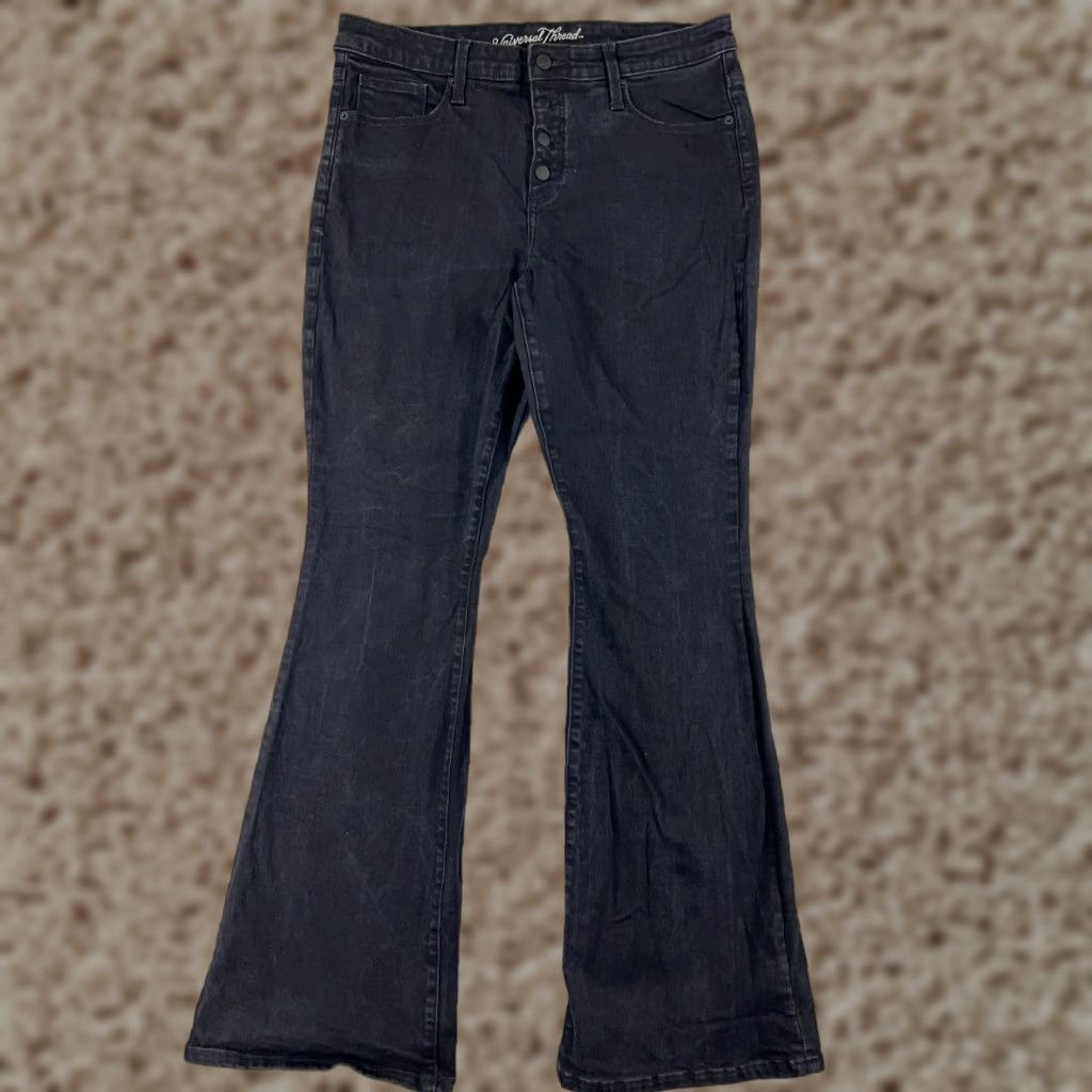 Vintage Universal Thread Jeans Women 12 Black Denim Flared Cotton Blend Stretch Size 34" / US 12 / IT 48 - 1 Thumbnail