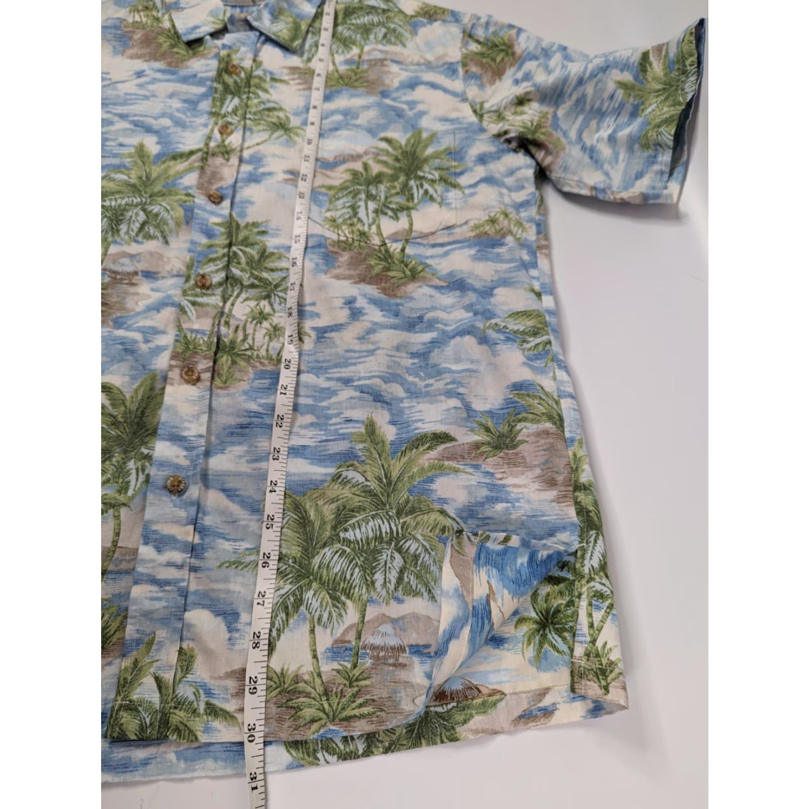Vintage Cooke Street Mens Hawaiian Shirt Palm Trees Short Sleeve Size Medium Blue Cotton Button-Up Casual Size US M / EU 48-50 / 2 - 5 Thumbnail