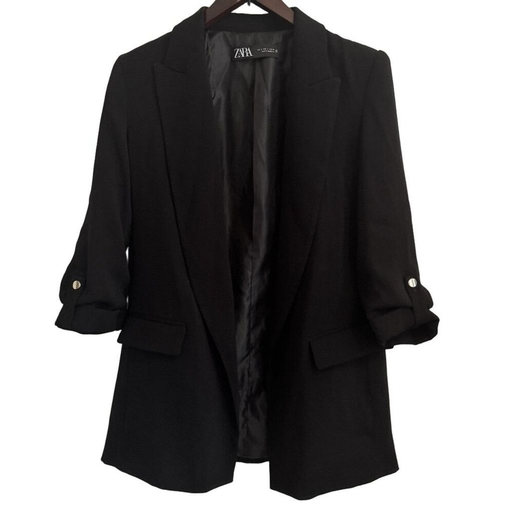 Zara 🖤 ZARA Open Front Blazer With Rolled-Up Sleeves | Size S Size S / US 4 / IT 40 - 7 Thumbnail