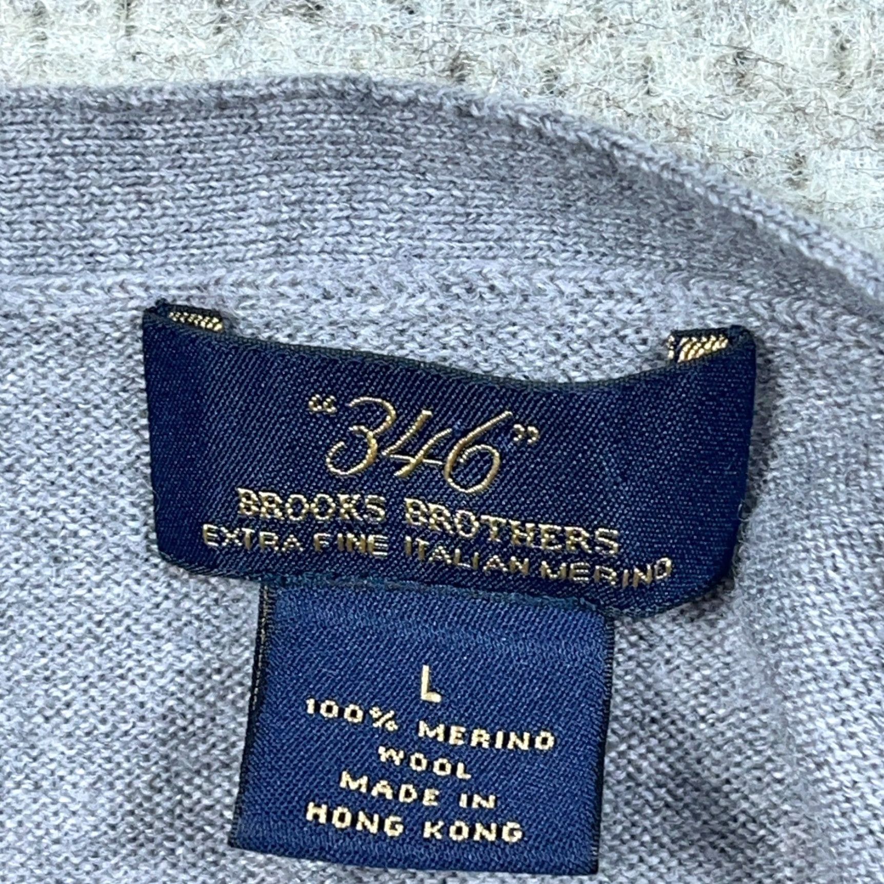 Brooks Brothers VINTAGE Brooks Brothers Cardigan Sweater Women Large Gray Blue Diamond V Neck 346 Wool Size L / US 10 / IT 46 - 3 Thumbnail