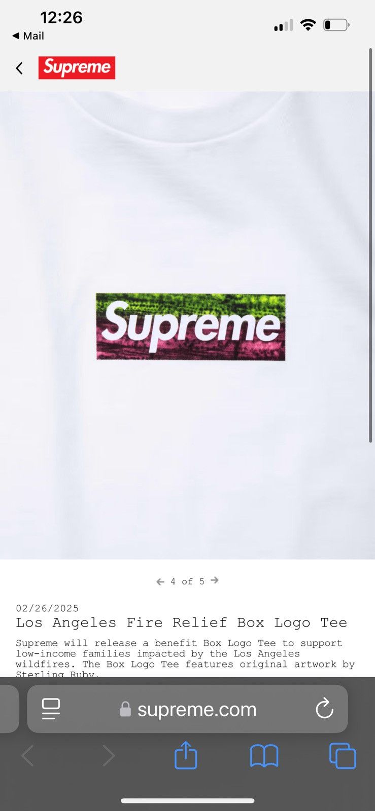 Supreme Supreme Los Angeles fire relief box logo tee Size US XL / EU 56 / 4 - 3 Thumbnail