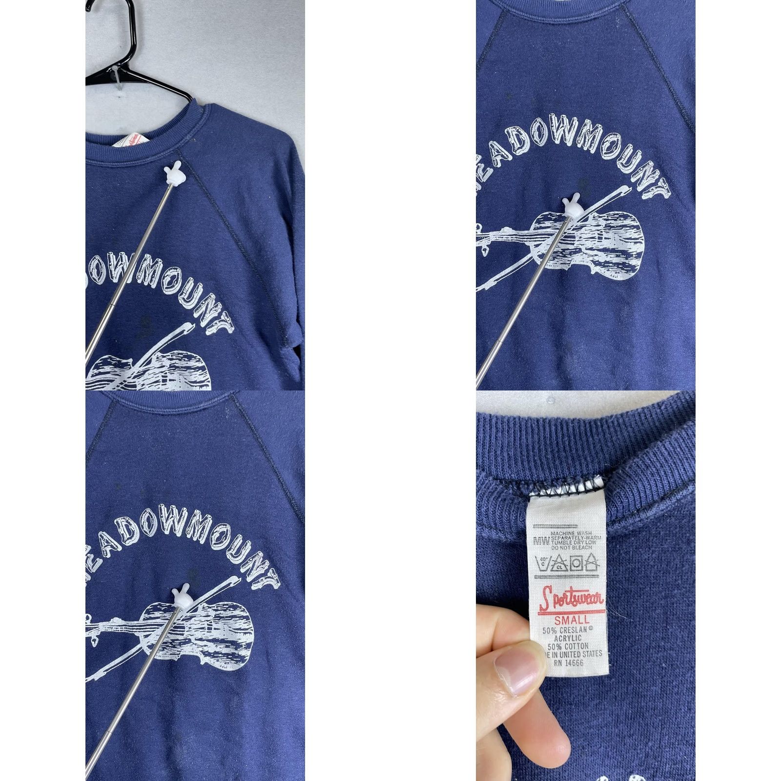 Vintage VINTAGE Sportswear Sweatshirt Mens Small Blue Meadowmount Violin Music Graphic Size US S / EU 44-46 / 1 - 8 Thumbnail