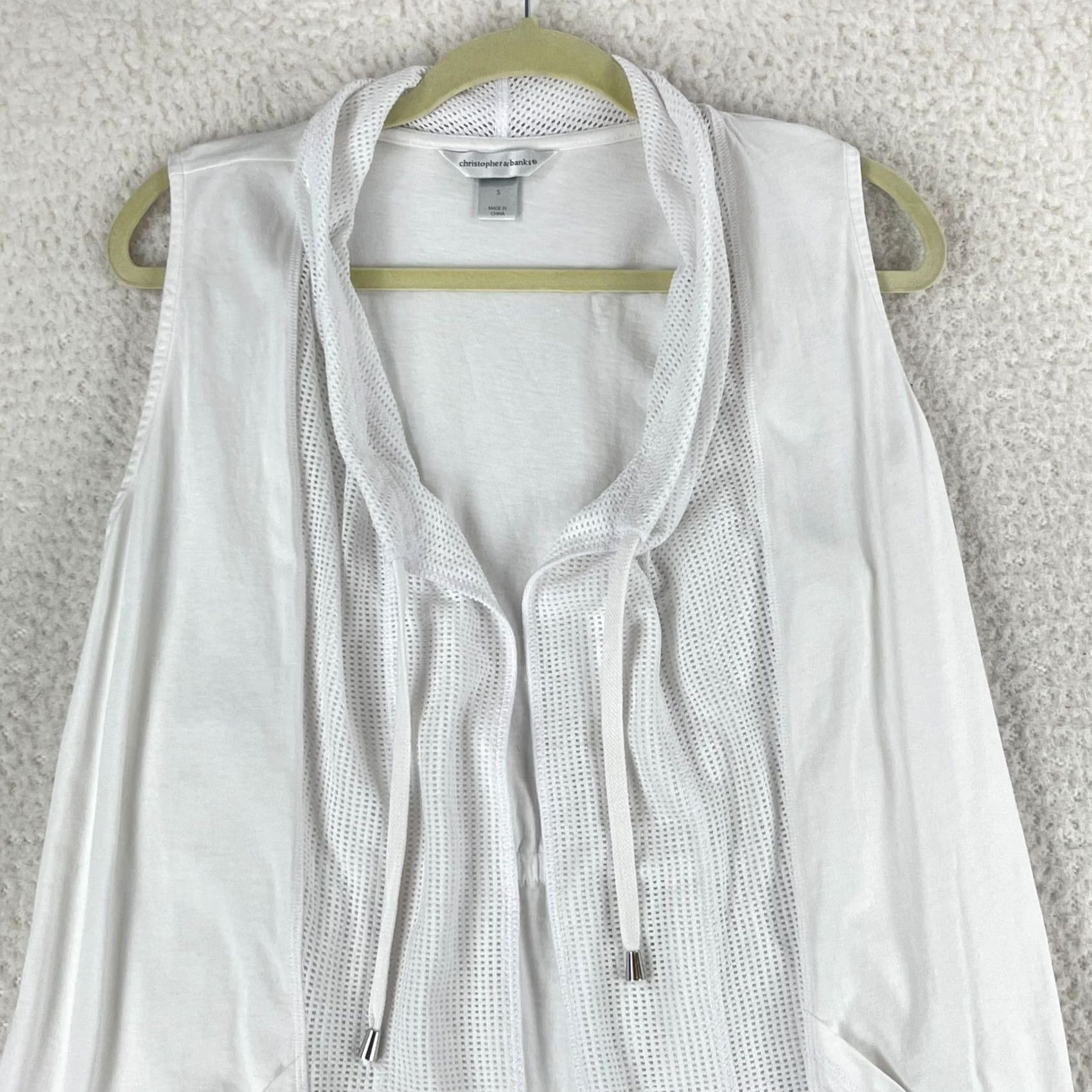 Vintage Christopher Banks Cardigan Womens Small White Sleeveless Open Front Travel Size S / US 4 / IT 40 - 2 Thumbnail