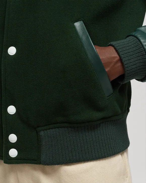 Marni o1w1db11124 Felt And Leather Bomber Jacket in Green Size US M / EU 48-50 / 2 - 5 Thumbnail