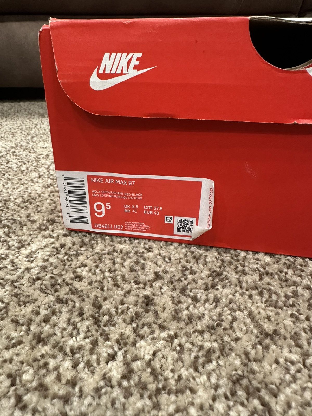 Nike Air Max 97 “Wolf Grey Radiant Red”