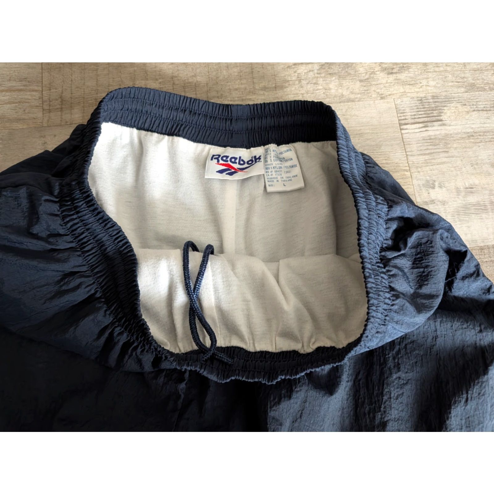 Reebok Vintage Reebok Pants Men L Blue Lined Windbreaker Track Leg Zipper Defect 90s Size US 33 - 5 Thumbnail