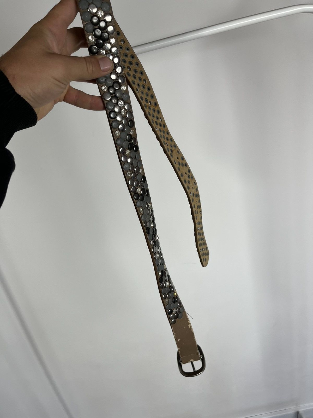Other Vintage Studded Punk Belt 105cm 41in Rock Goth Metal Buckle Size ONE SIZE - 6 Thumbnail