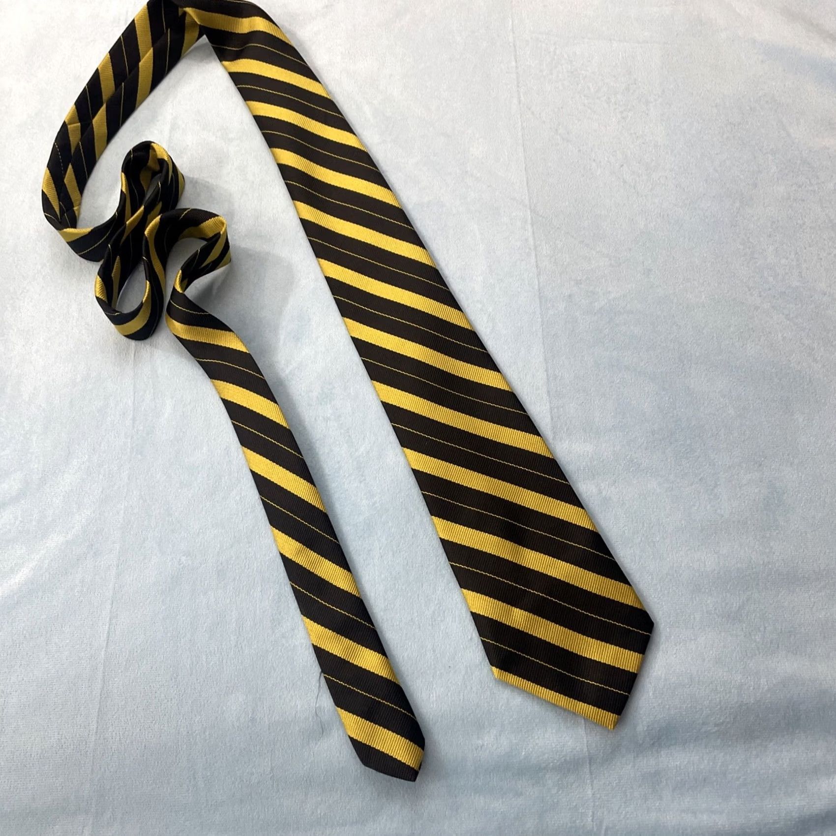 Vintage Career Cravats Tie Vintage Silk Repp Yellow Gold Striped Edgy Bold 61" Mens Tie Size ONE SIZE - 7 Thumbnail