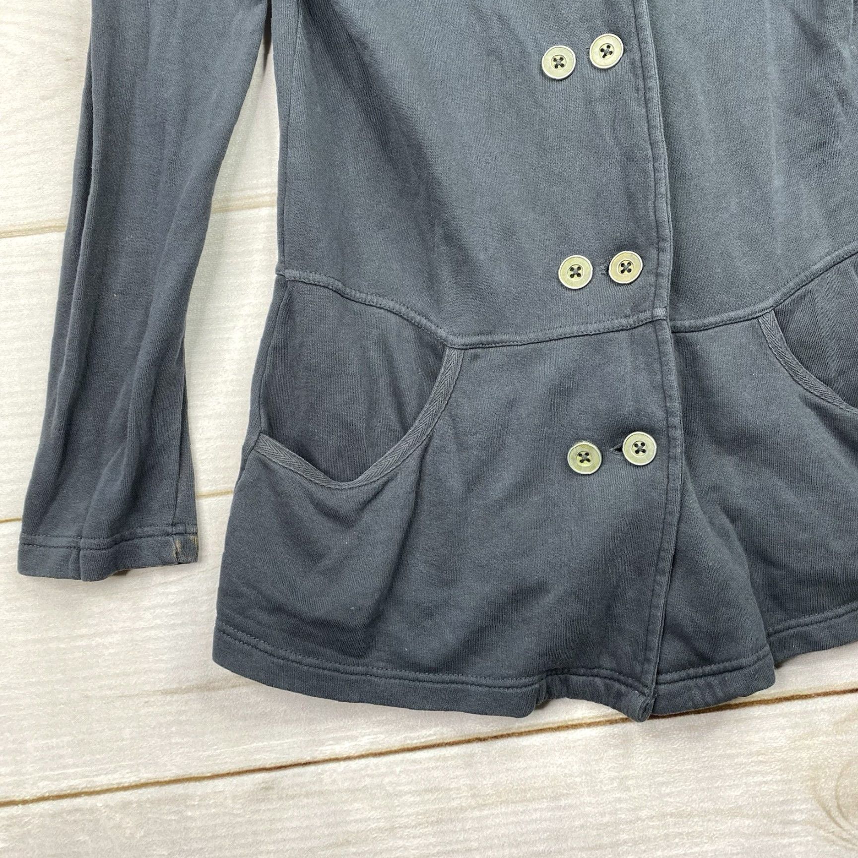 Prana Prana Jacket Womens M Gray Button Up Pockets Mock Neck Stretch Sweatshirt Cotton Jacket Size M / US 6-8 / IT 42-44 - 3 Thumbnail