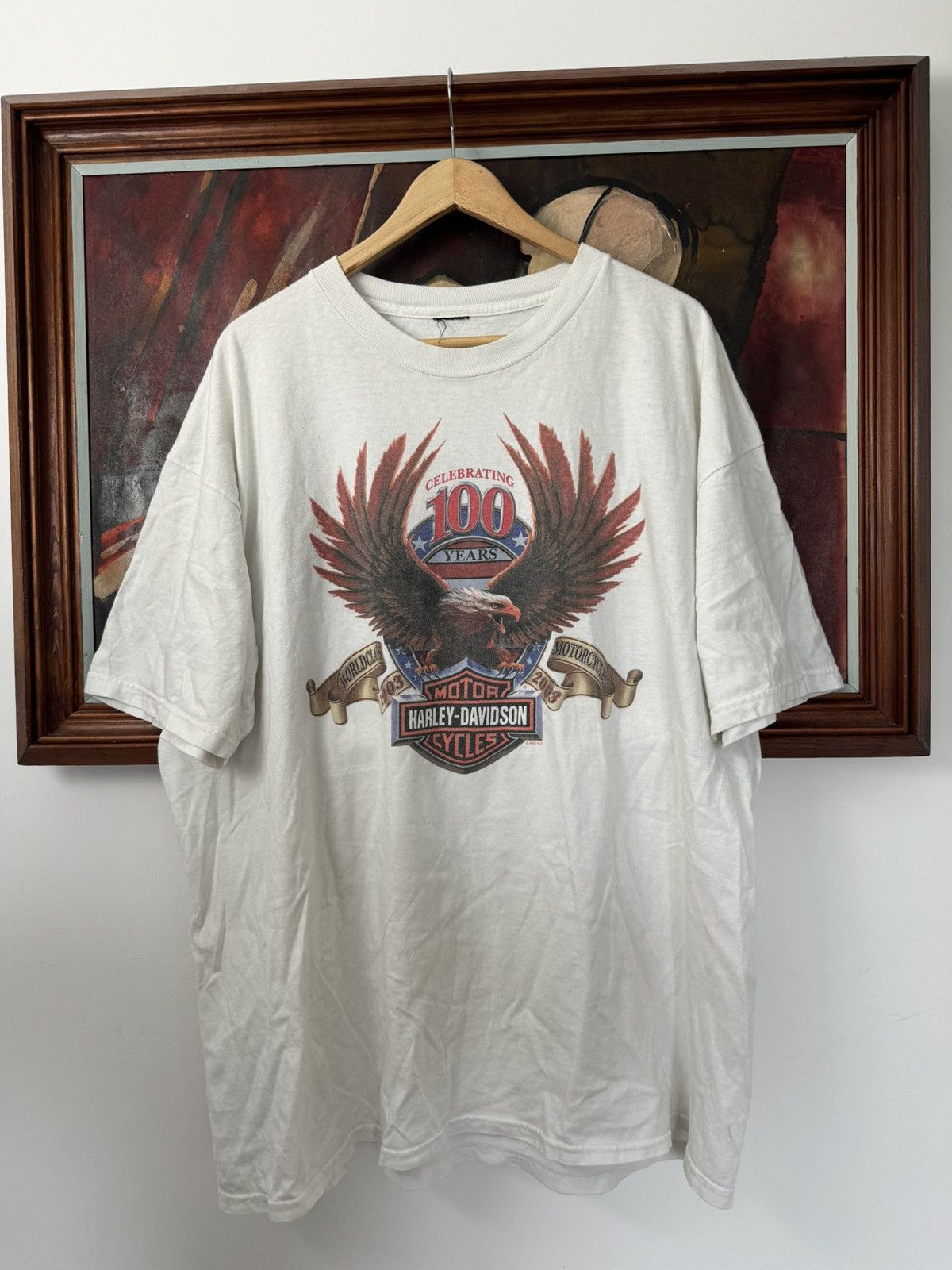 Harley Davidson Harley Davidson Vintage Y2k Tee Motor Cycles 100 Tour Size US XL / EU 56 / 4 - 1 Thumbnail