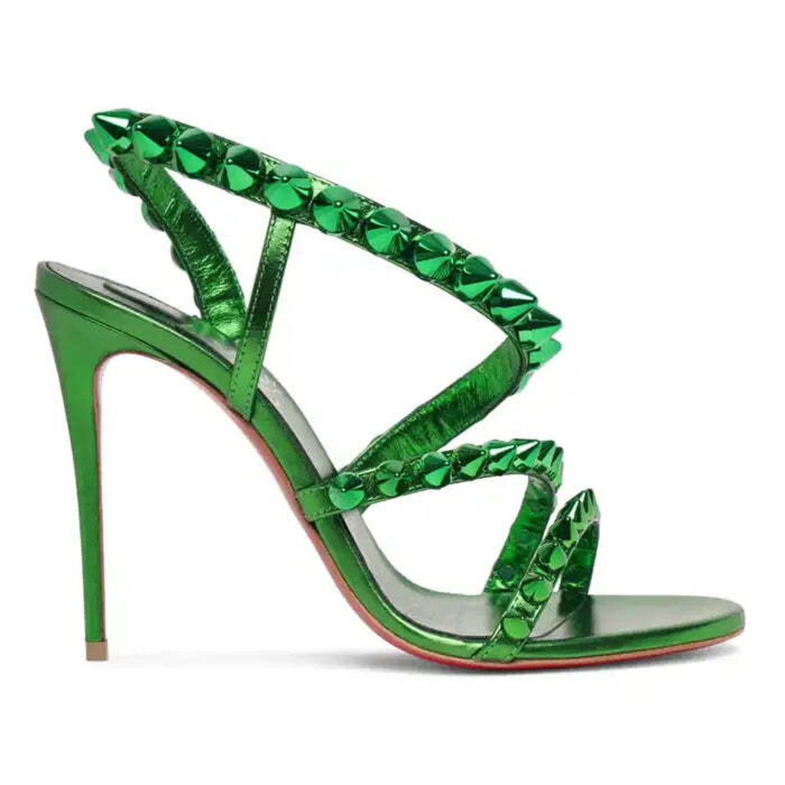Christian Louboutin Spikita Strap 100 Spinach Green Strap Sandal Heel Pump 35.5 Size US 5.5 / IT 35.5 - 1 Thumbnail
