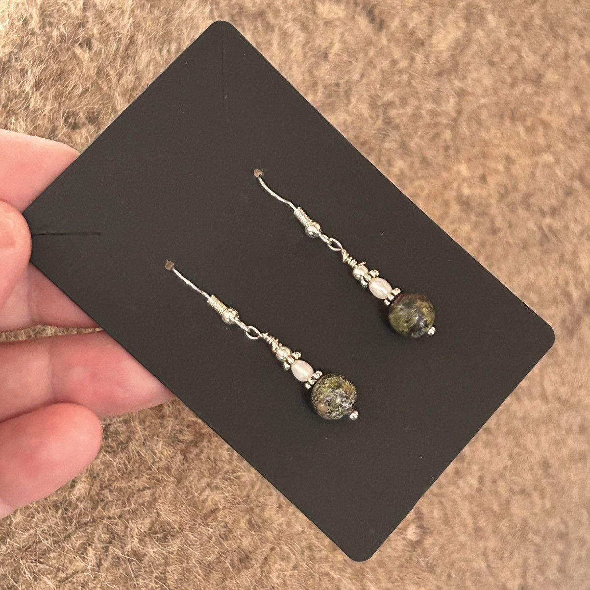 Handmade Handcrafted genuine 8mm dragon blood genuine pearl set Size ONE SIZE - 9 Thumbnail