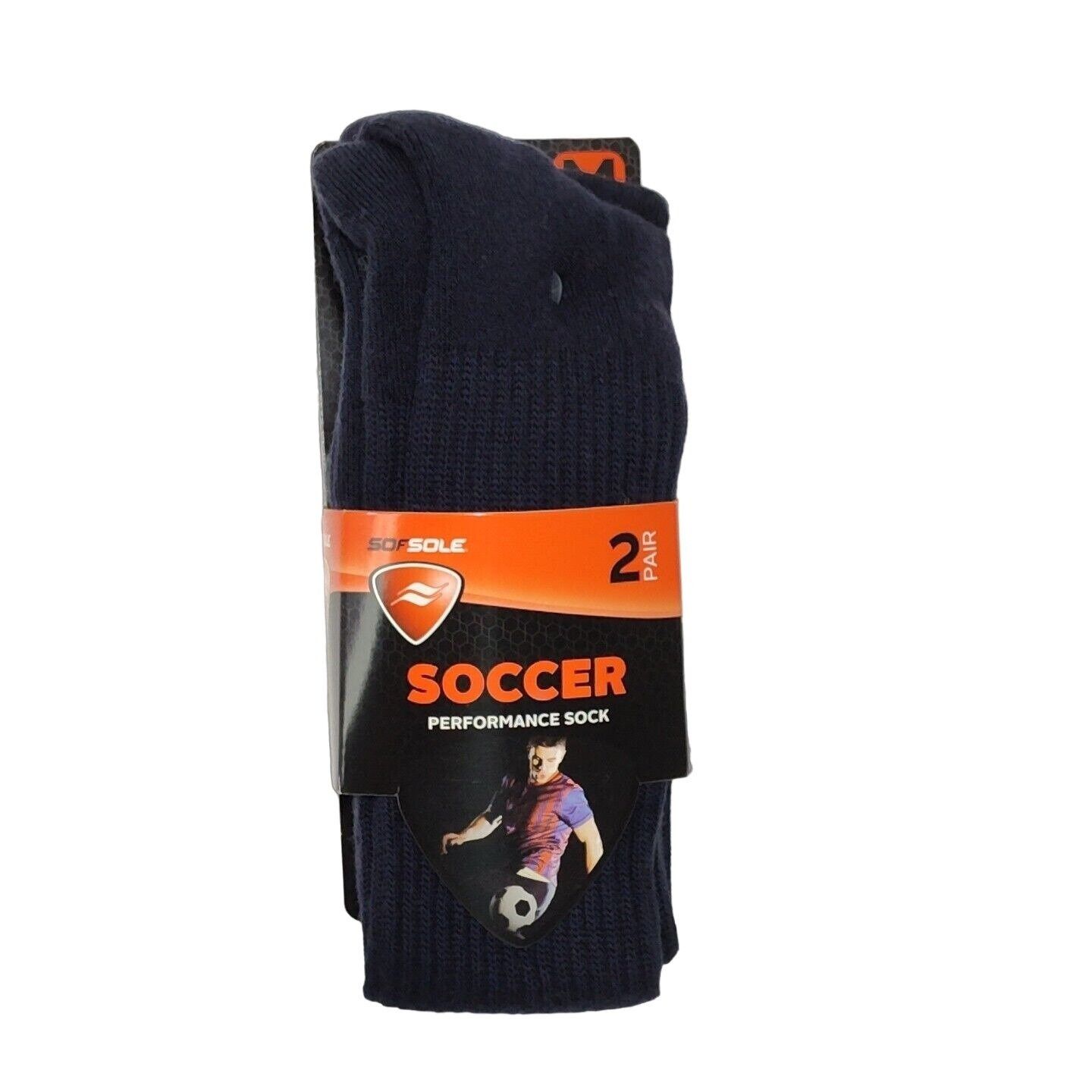 Other SofSole 2 Pair Pack Soccer Performance Socks Blue Men Size M Size ONE SIZE - 1 Thumbnail