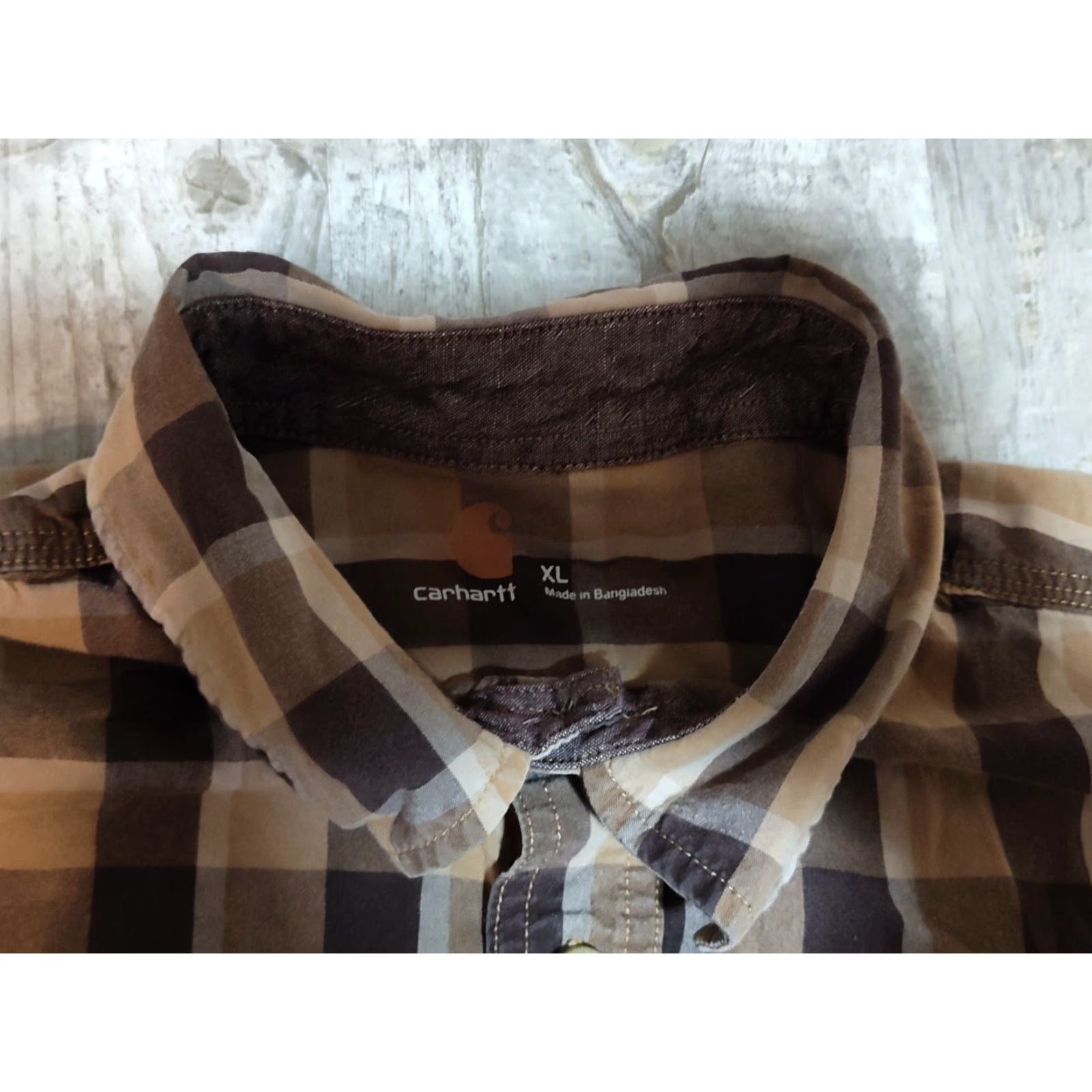 Carhartt VINTAGE Carhartt Shirt Flannel Long Sleeve Button-Up Brown Plaid 2XL Men Workwear Cotton Brown Tan Plaid 90s Outdoor Size US XXL / EU 58 / 5 - 4 Thumbnail