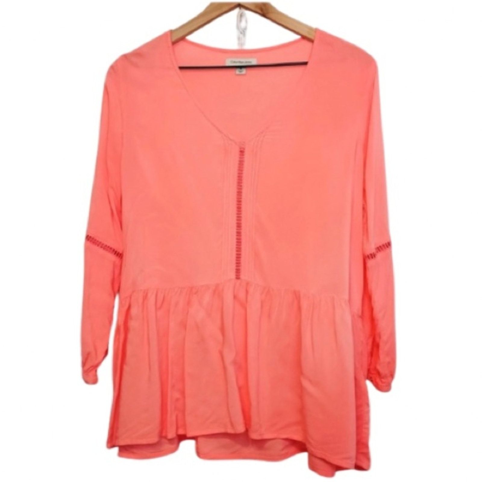 Calvin Klein Calvin Klein Jeans Coral Pink Orange Eyelet Tunic Blouse Top Size M / US 6-8 / IT 42-44 - 1 Thumbnail