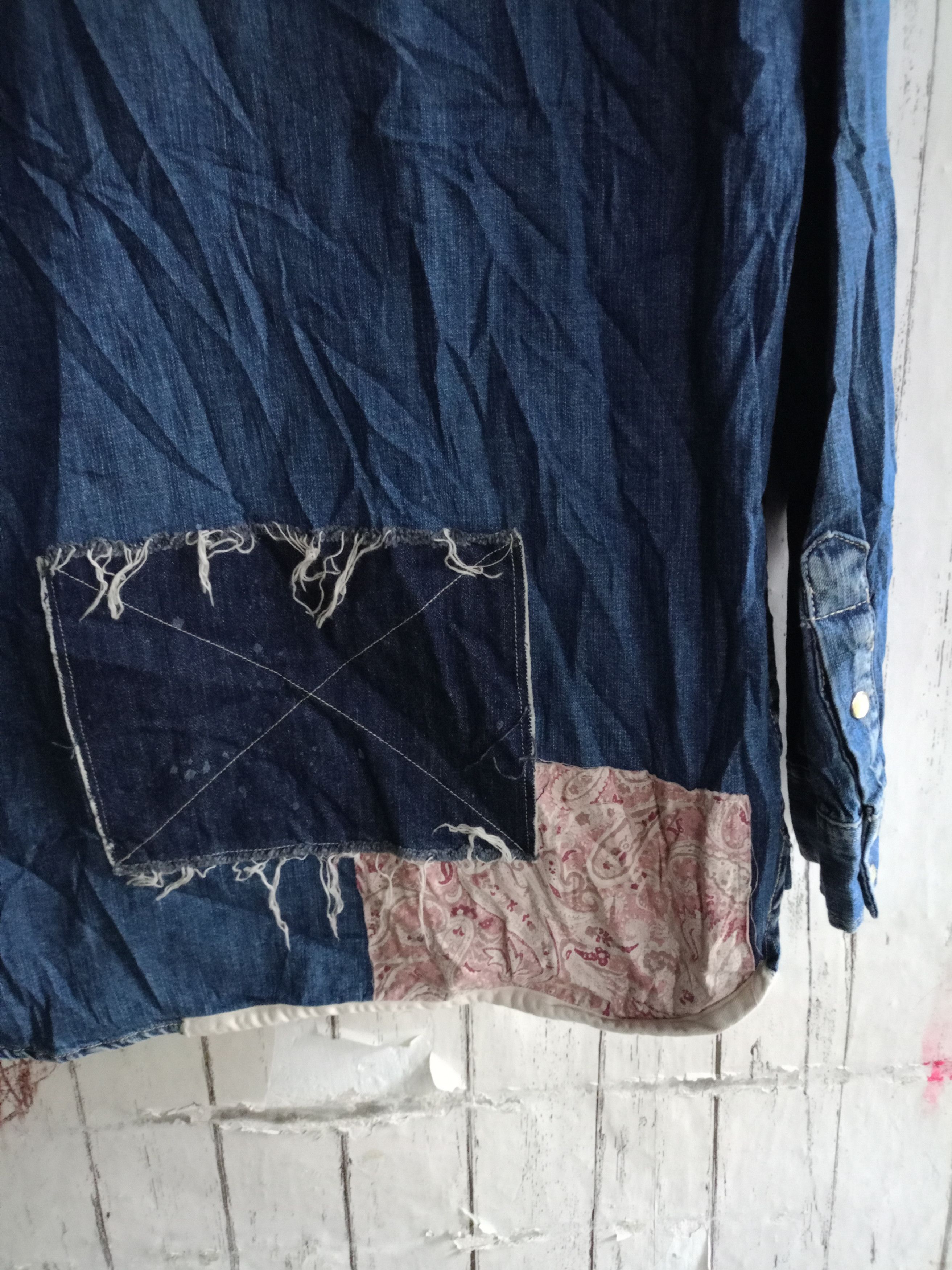 Japanese Brand Ungrid Long Sleeve Patchwork Denim Shirts style kapital Size US M / EU 48-50 / 2 - 6 Thumbnail